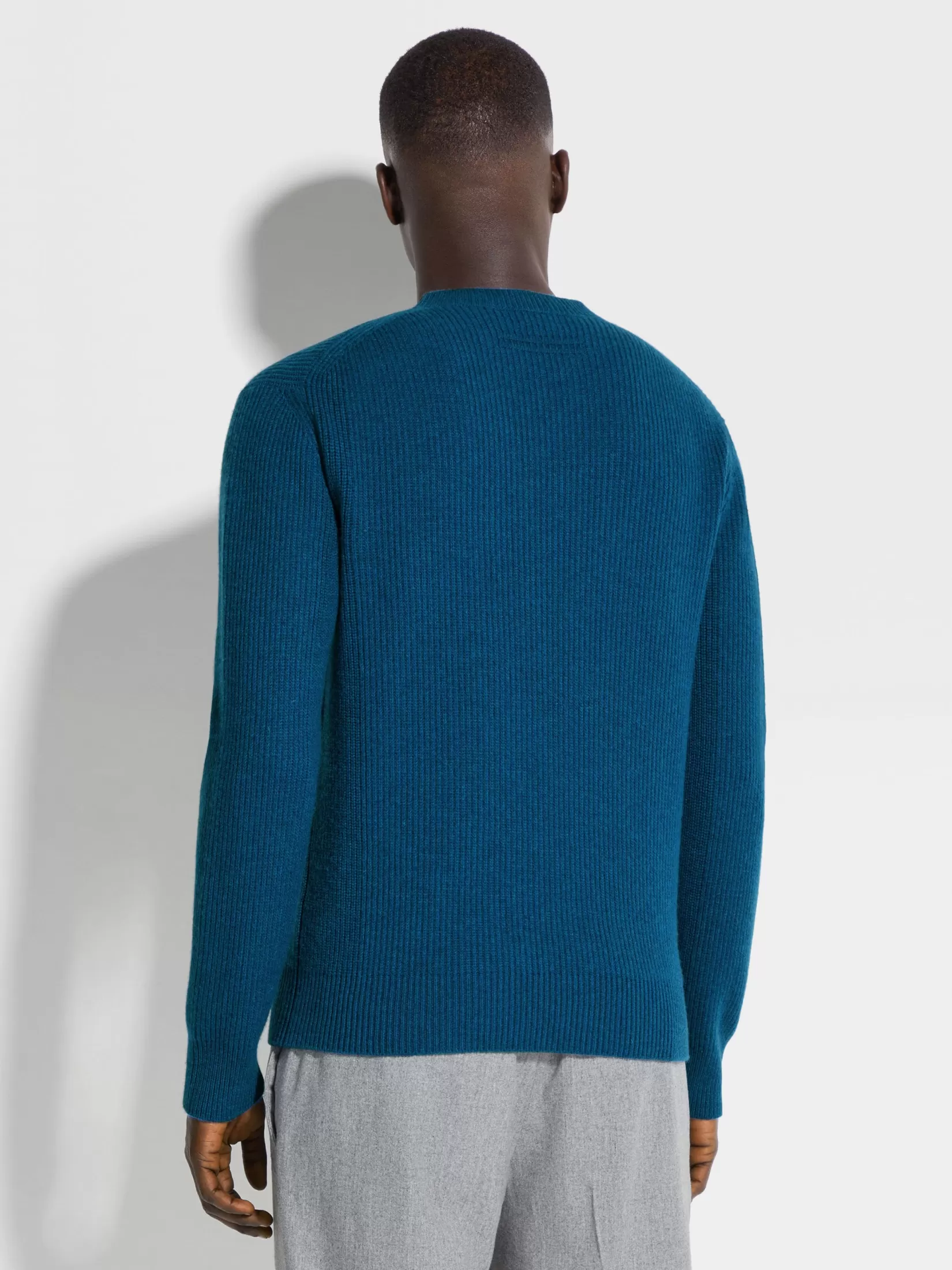 Online ZEGNA Jersey de Cuello Redondo en Oasi Cashmere Verde Azulado Brillante Verdeazuladobrillante