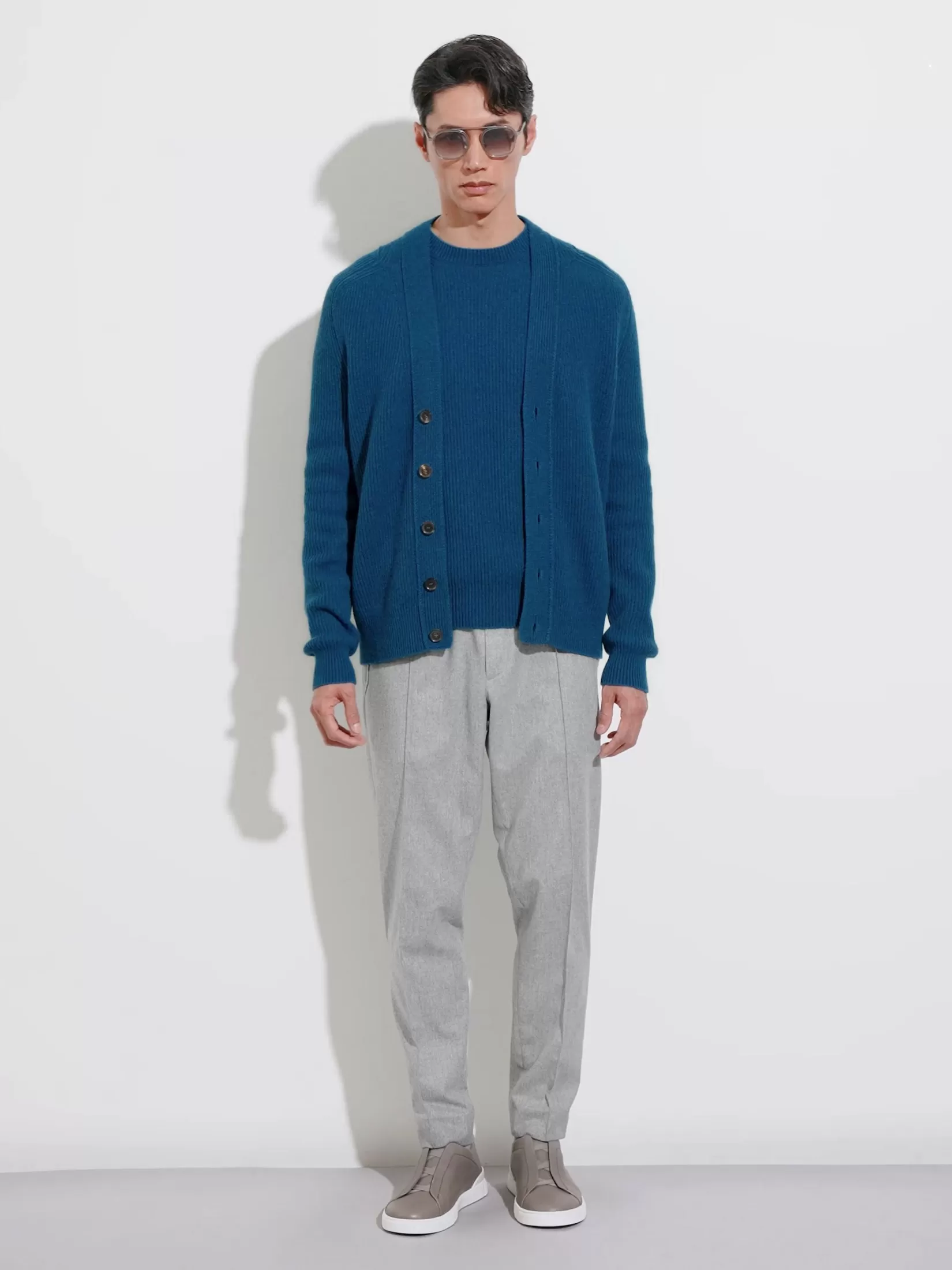 Online ZEGNA Jersey de Cuello Redondo en Oasi Cashmere Verde Azulado Brillante Verdeazuladobrillante