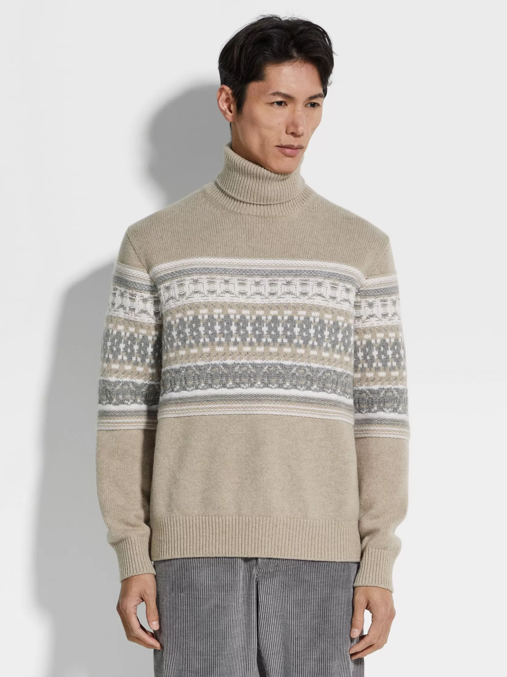 Discount ZEGNA Jersey de Cuello Vuelto en Oasi Cashmere Gris Pardo Claro Grispardoclaro