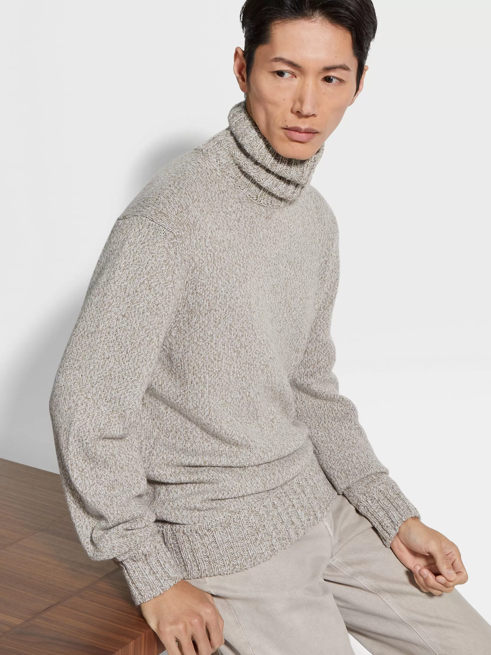 Fashion ZEGNA Jersey de Cuello Vuelto en Oasi Cashmere Gris Pardo Claro Mixto Grispardoclaromixto