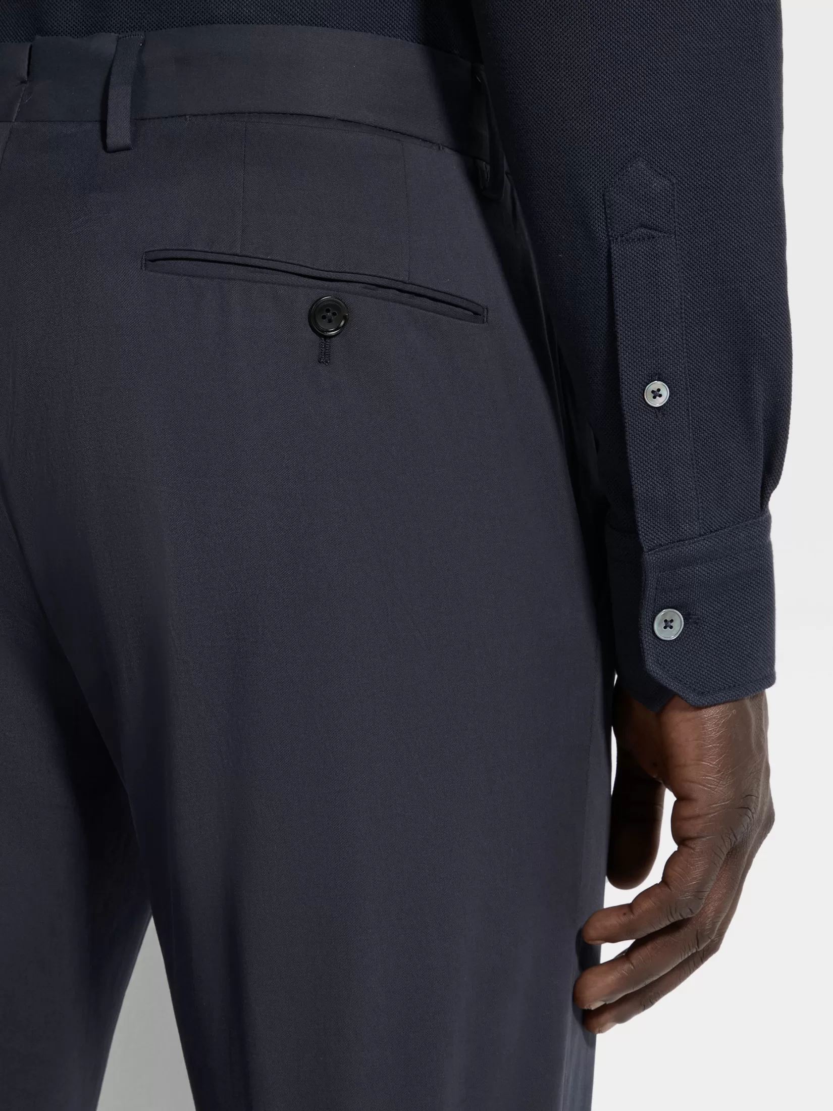 Cheap ZEGNA Pantalones de Algodón Elástico Azul Marino Azulmarino