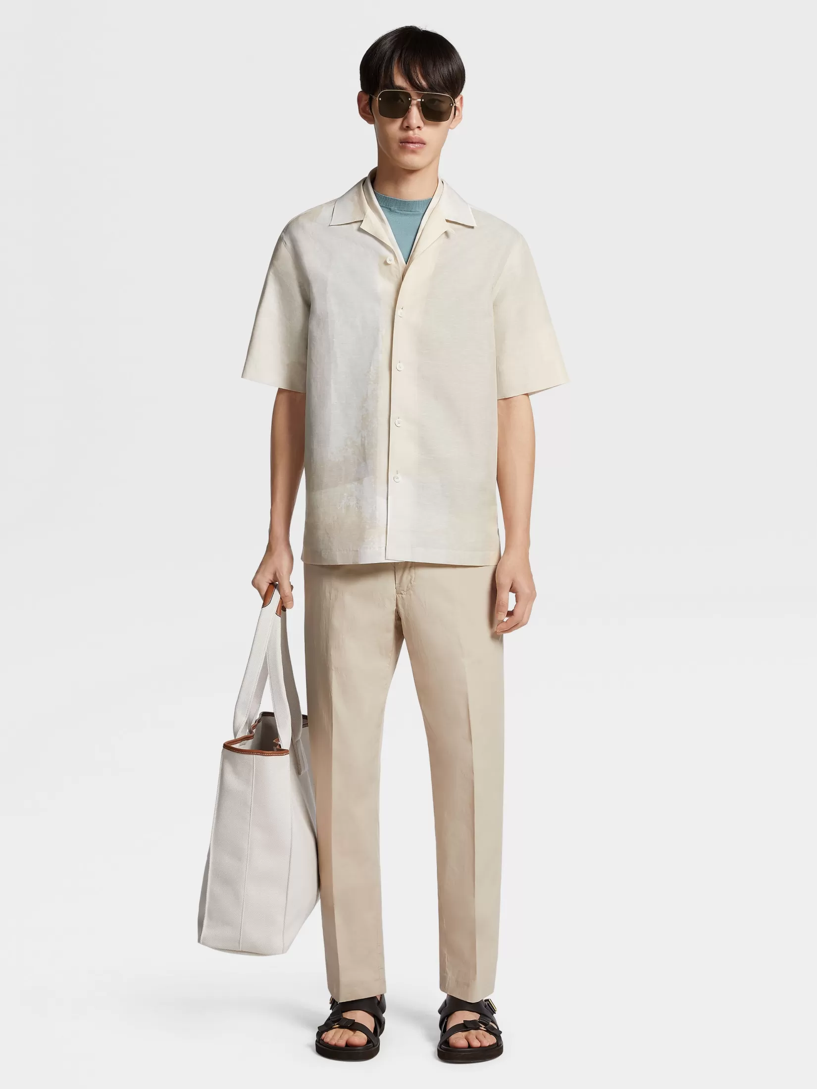 Clearance ZEGNA Pantalones de Algodón Elástico Color Beige