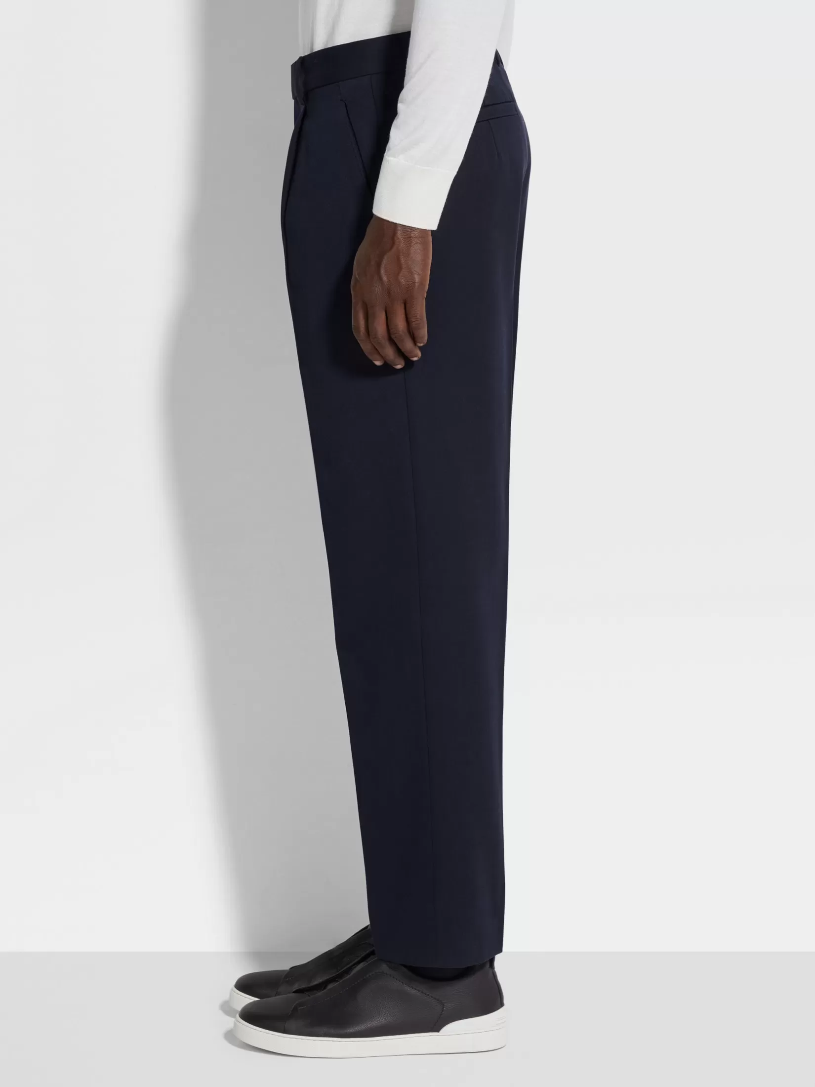 Online ZEGNA Pantalones de Lana y Algodón Color Azul Marino Azulmarino