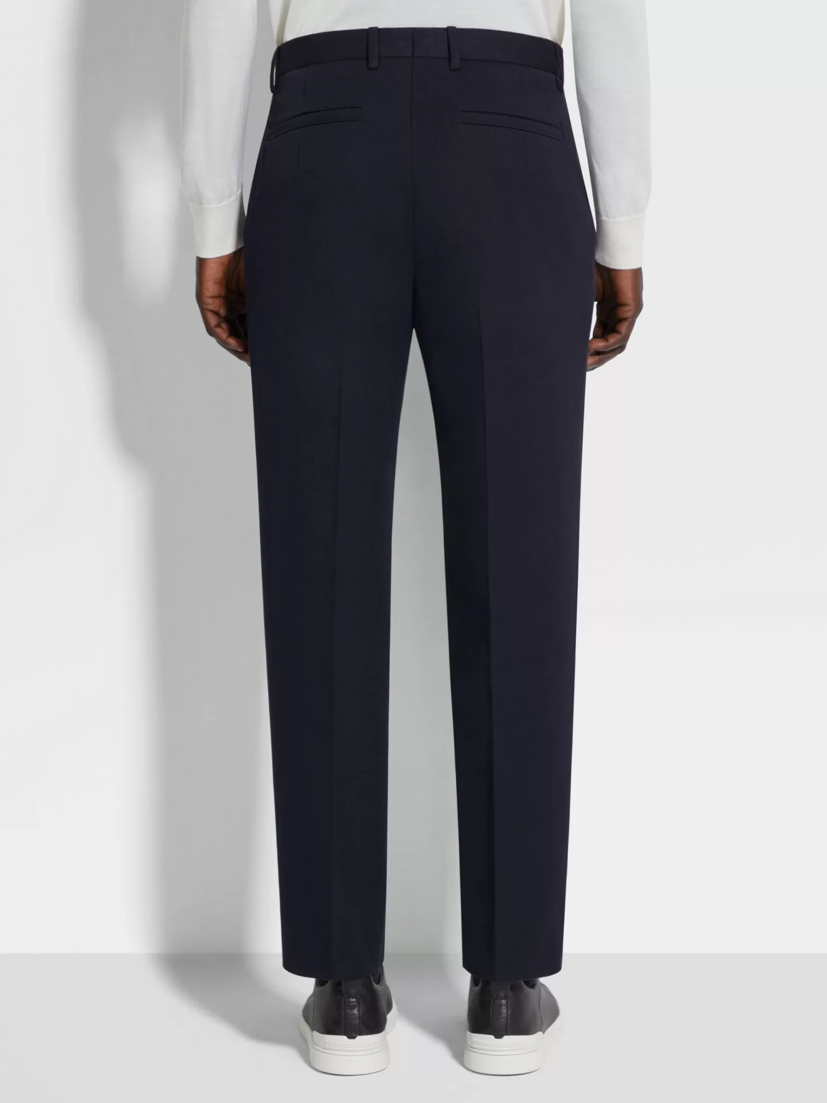Online ZEGNA Pantalones de Lana y Algodón Color Azul Marino Azulmarino