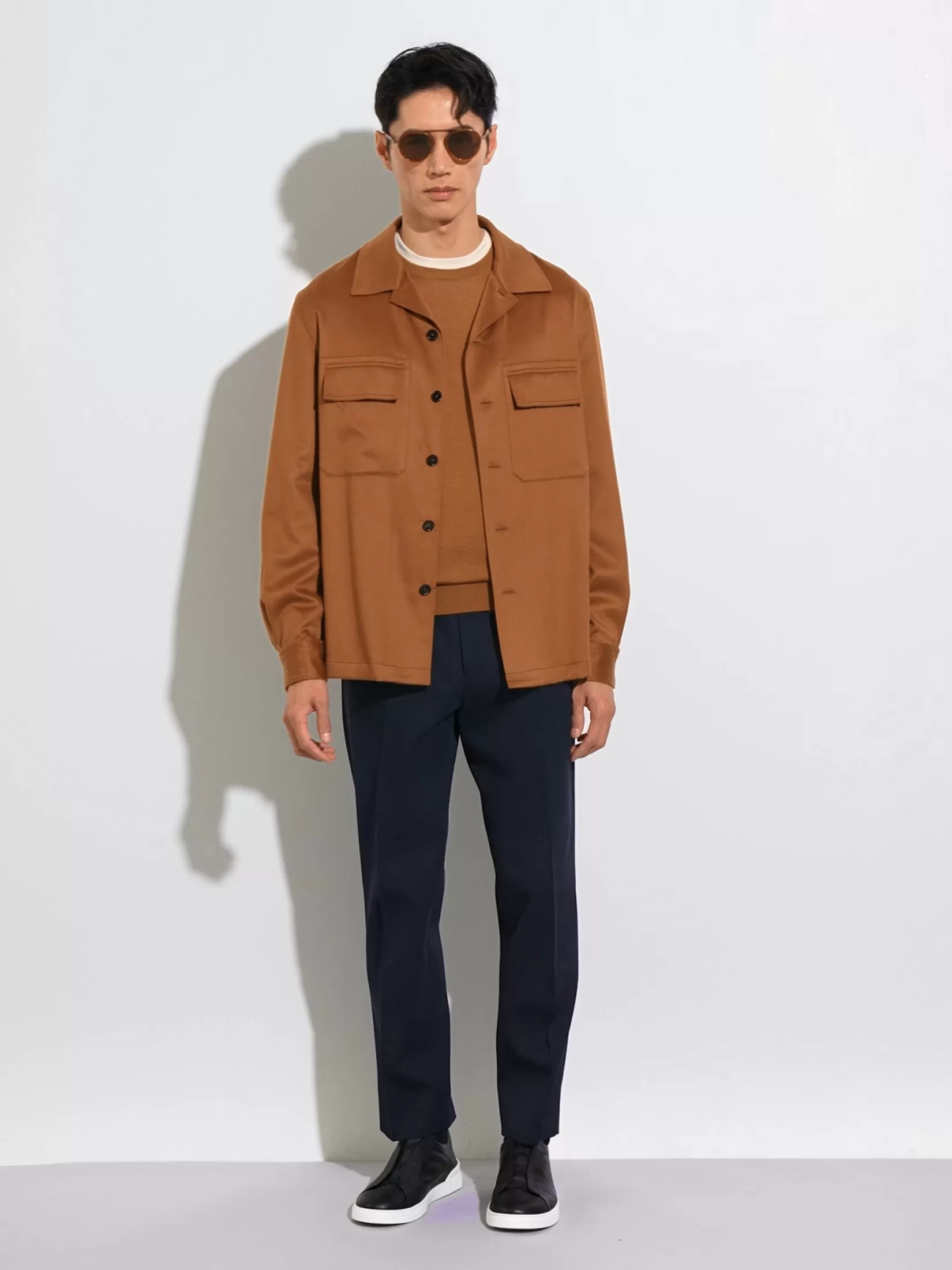 Online ZEGNA Pantalones de Lana y Algodón Color Azul Marino Azulmarino