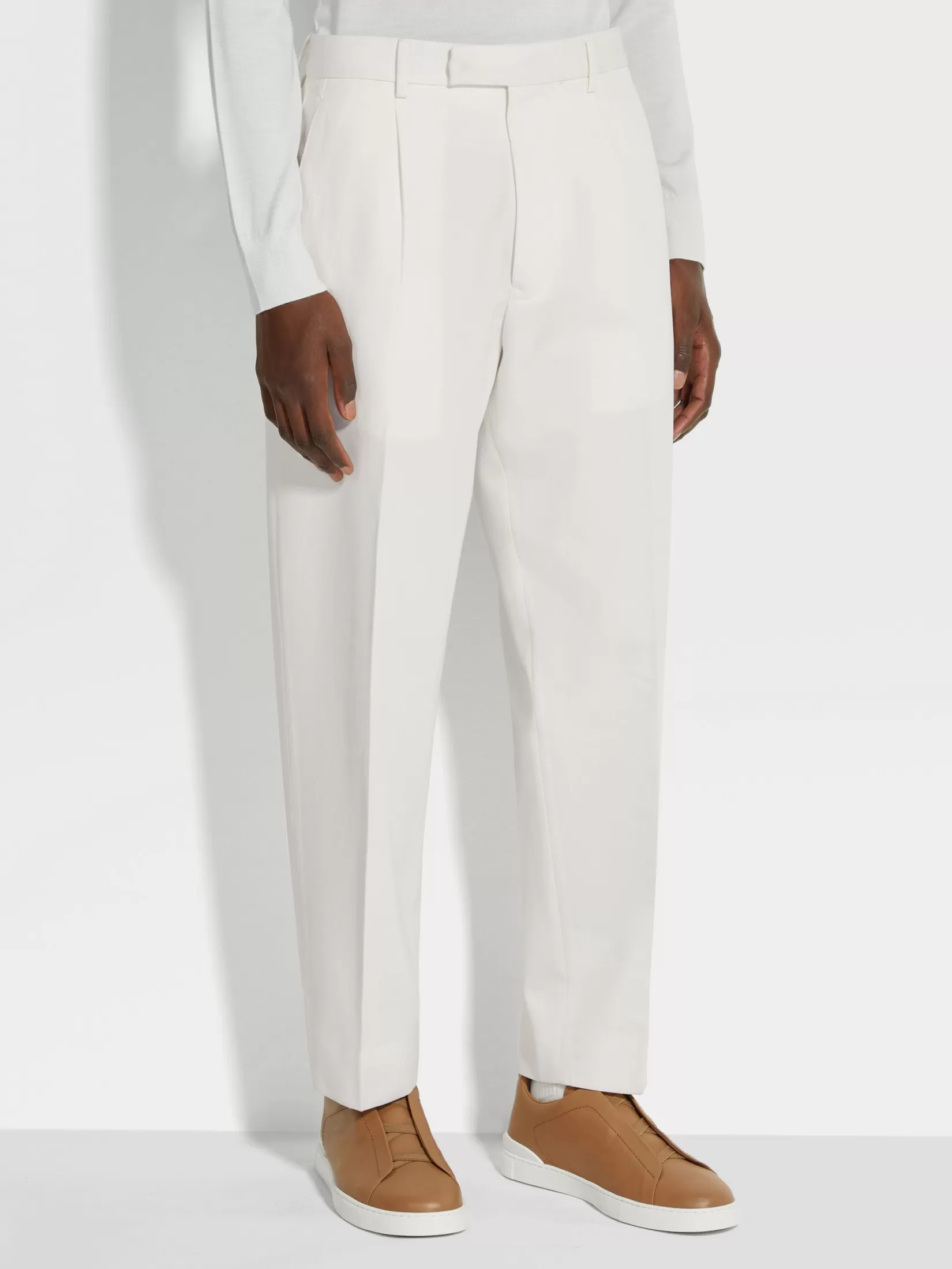 Best Sale ZEGNA Pantalones de Lana y Algodón Color Blanco