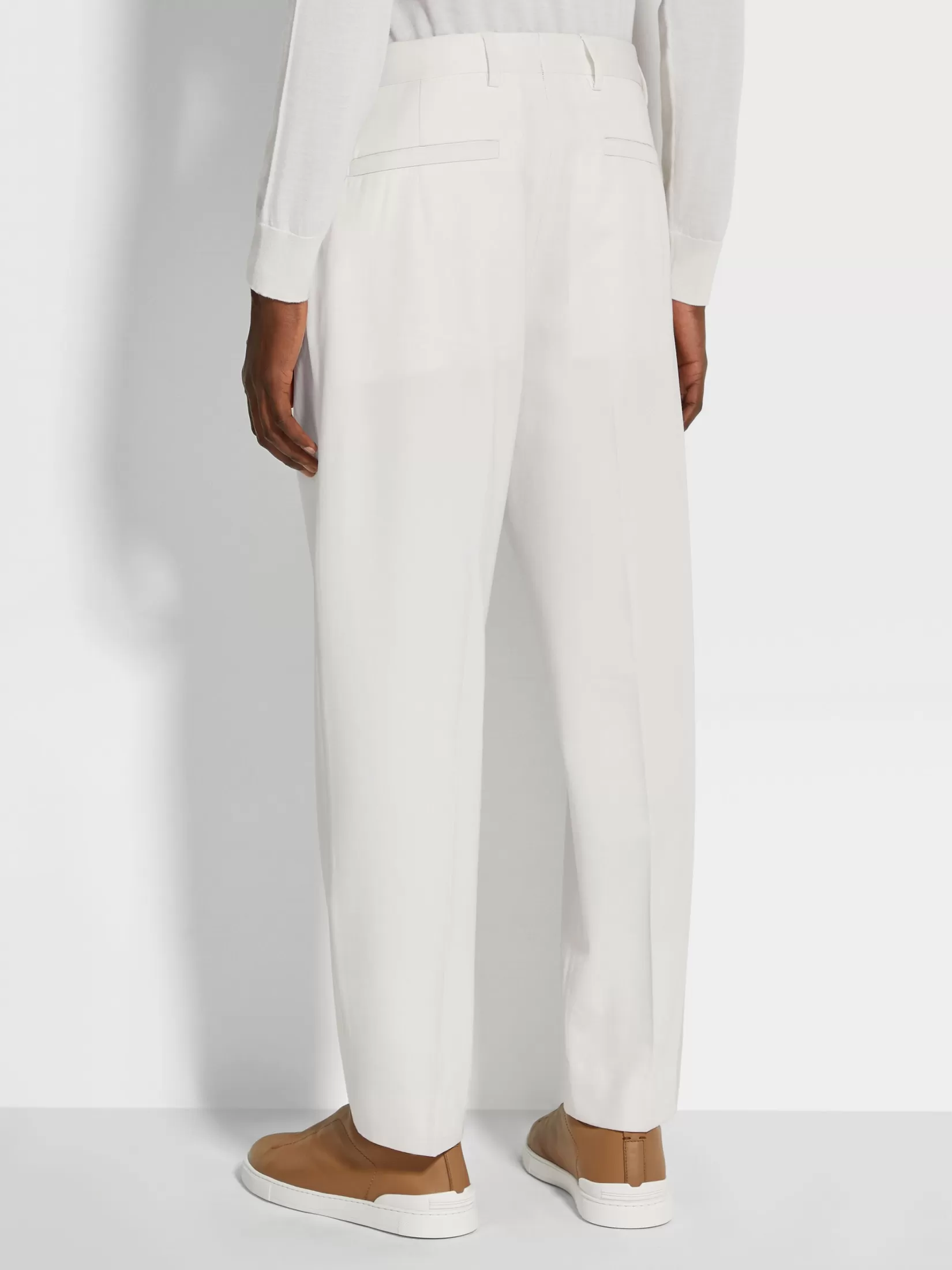 Best Sale ZEGNA Pantalones de Lana y Algodón Color Blanco