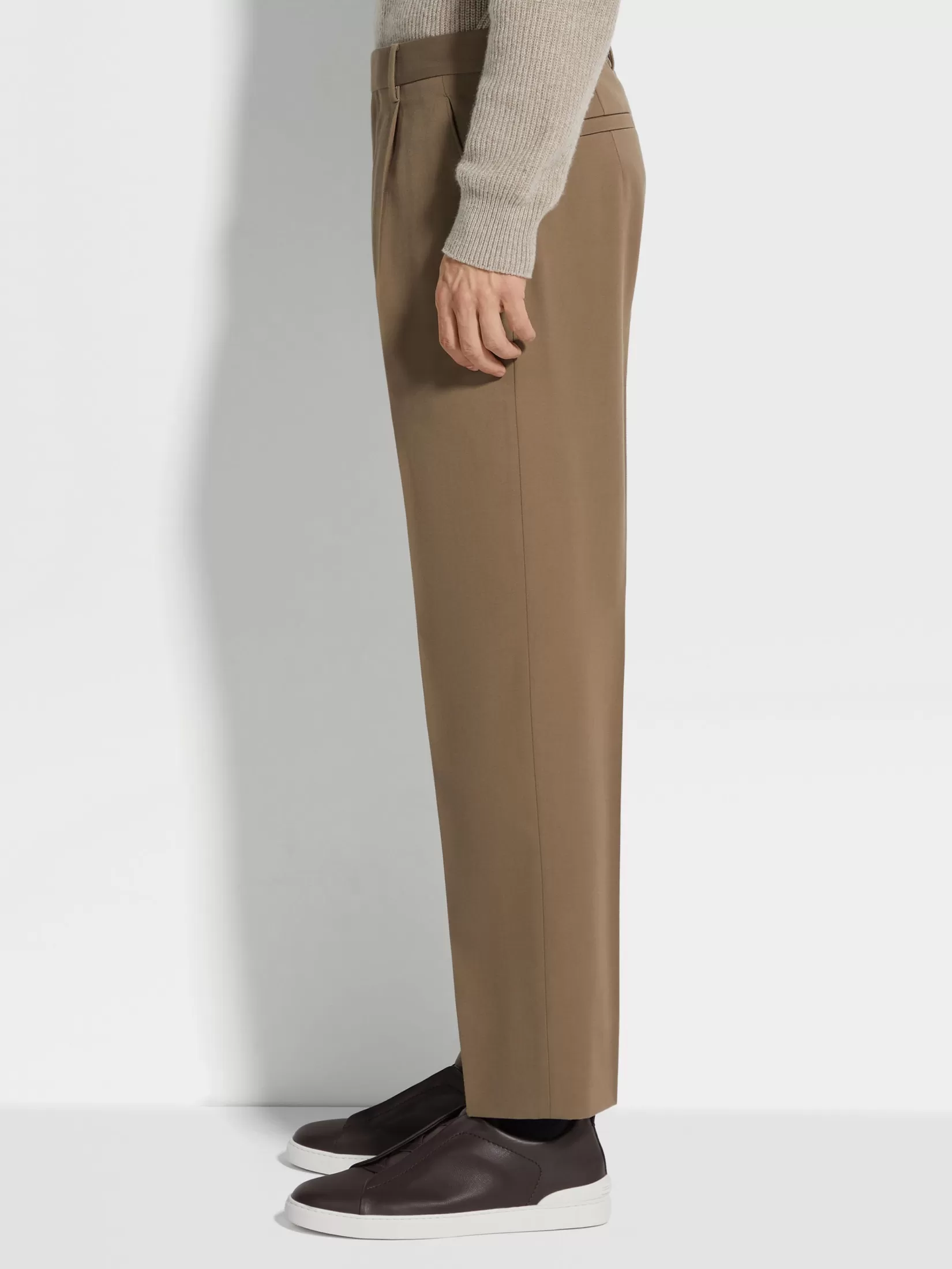 Flash Sale ZEGNA Pantalones de Lana y Algodón Color Caqui