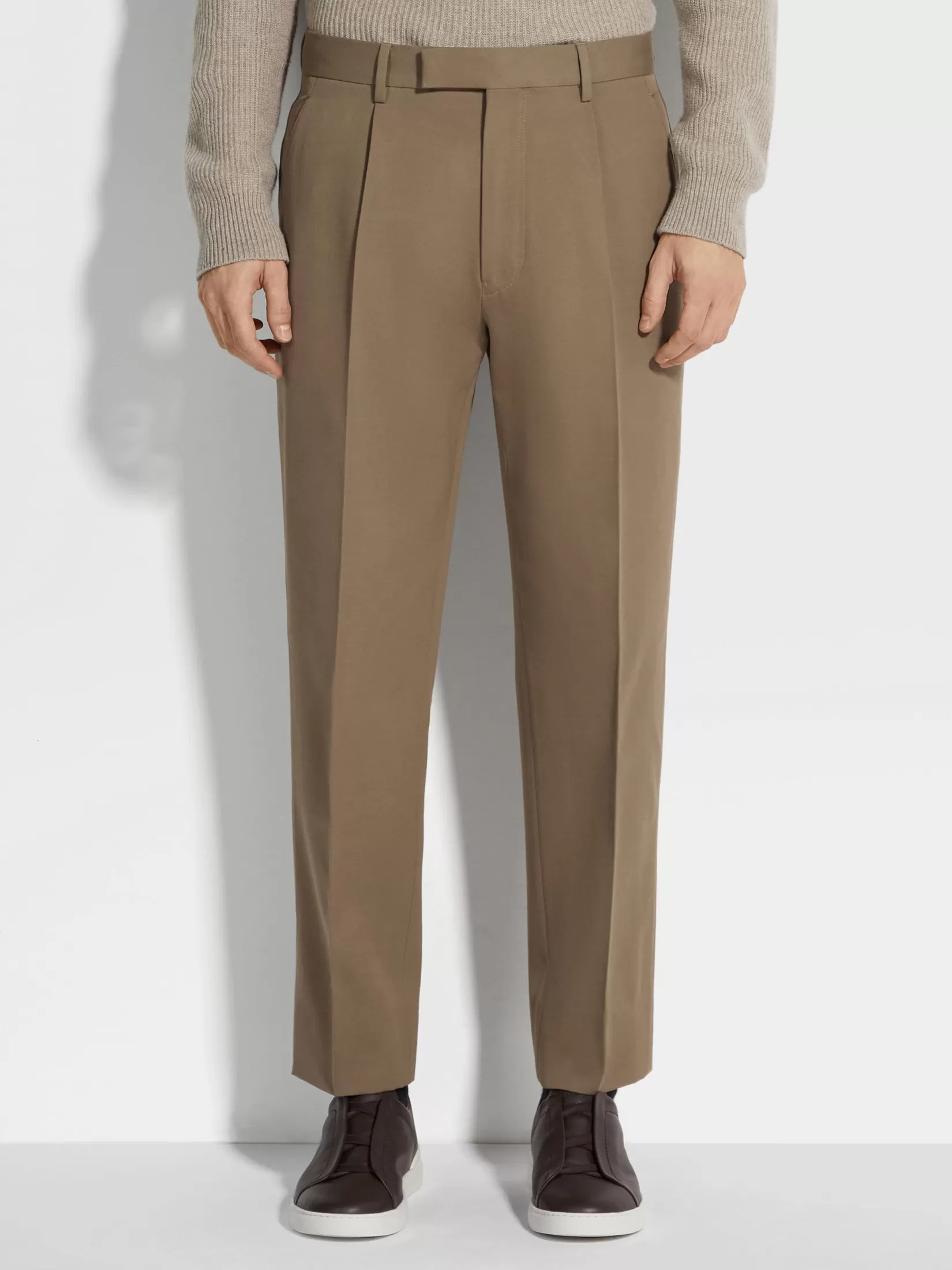 Flash Sale ZEGNA Pantalones de Lana y Algodón Color Caqui