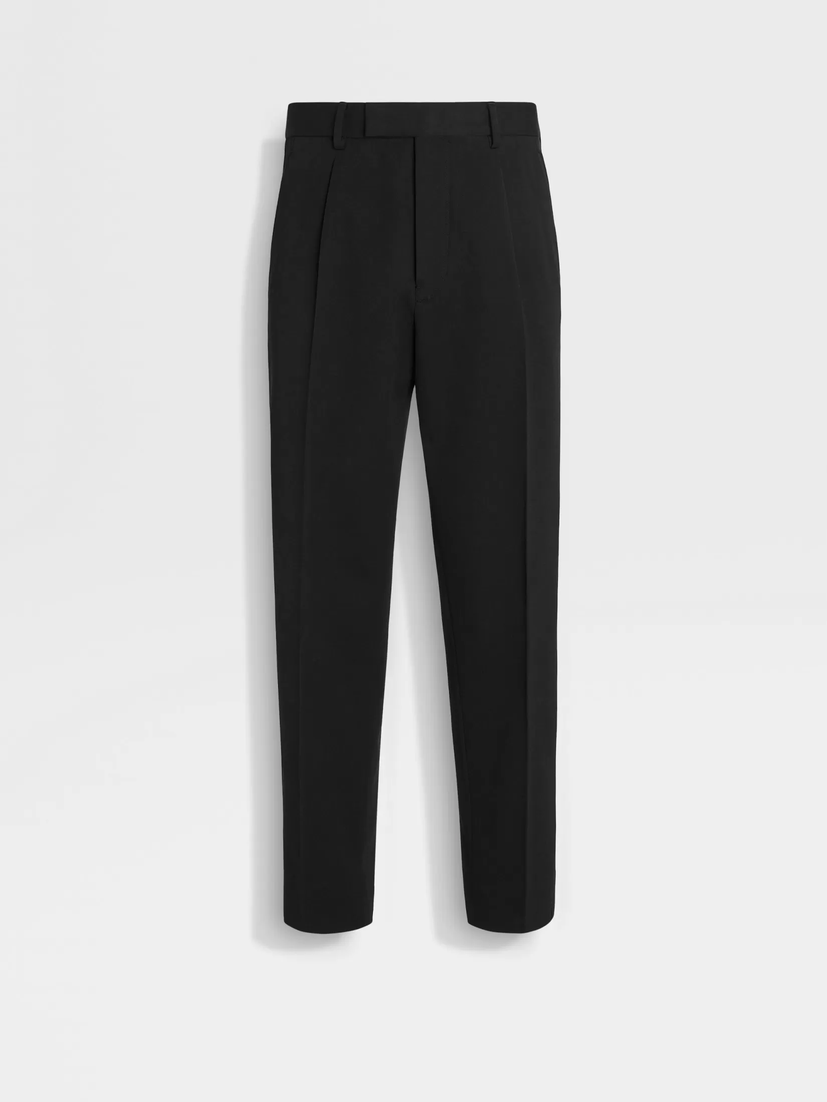 Online ZEGNA Pantalones de Lana y Algodón Color Negro