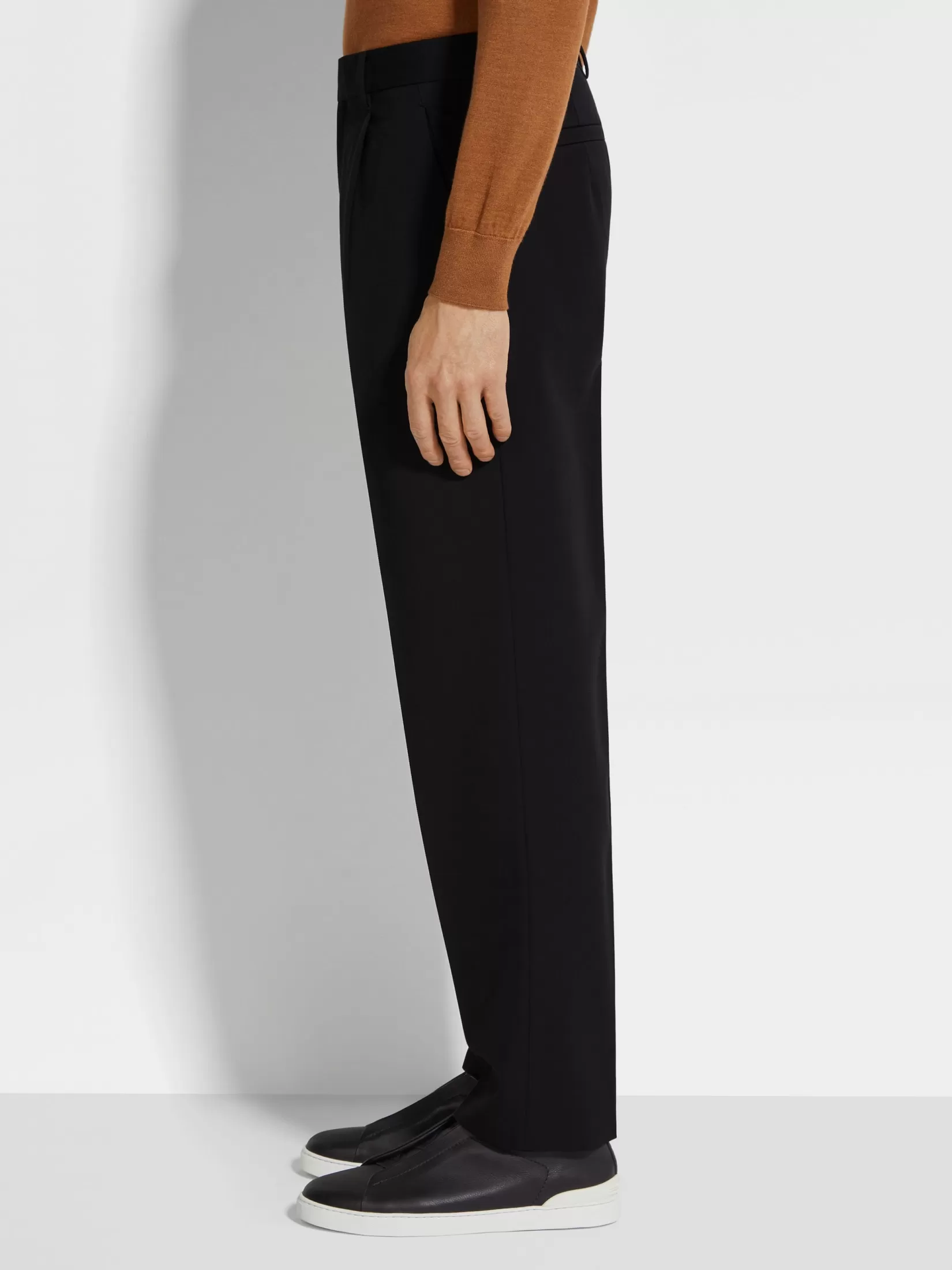 Best ZEGNA Pantalones de Lana y Algodón Color Negro