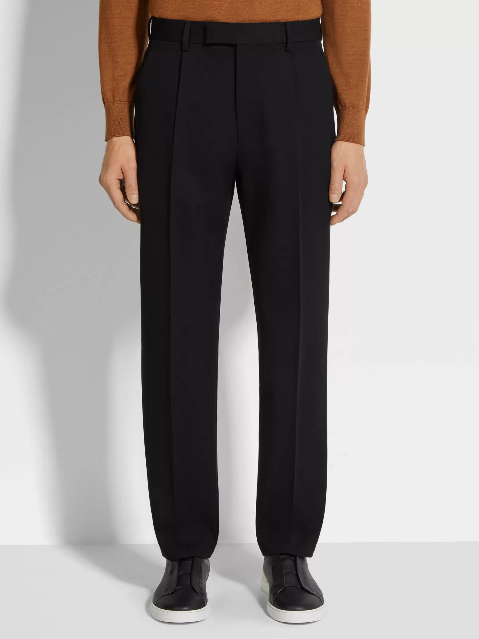 Best ZEGNA Pantalones de Lana y Algodón Color Negro