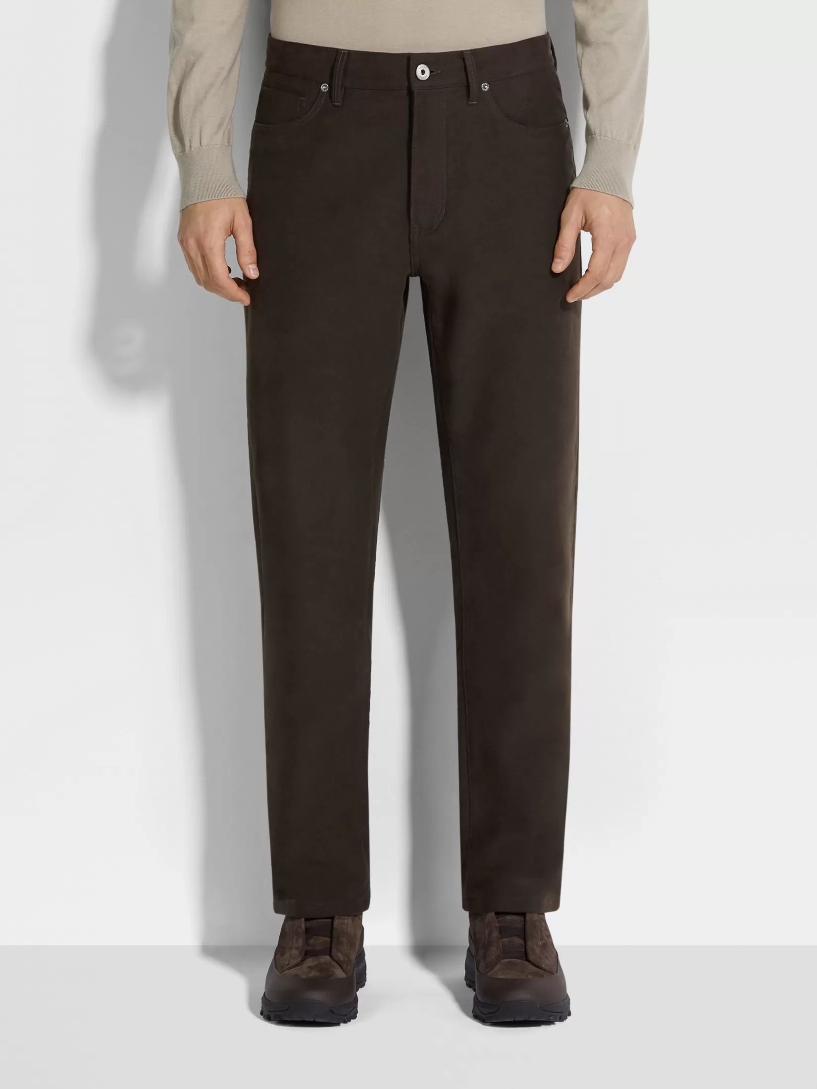 Best ZEGNA Pantalones Roccia de Algodón y Cachemira Color Marrón Oscuro Marrónoscuro