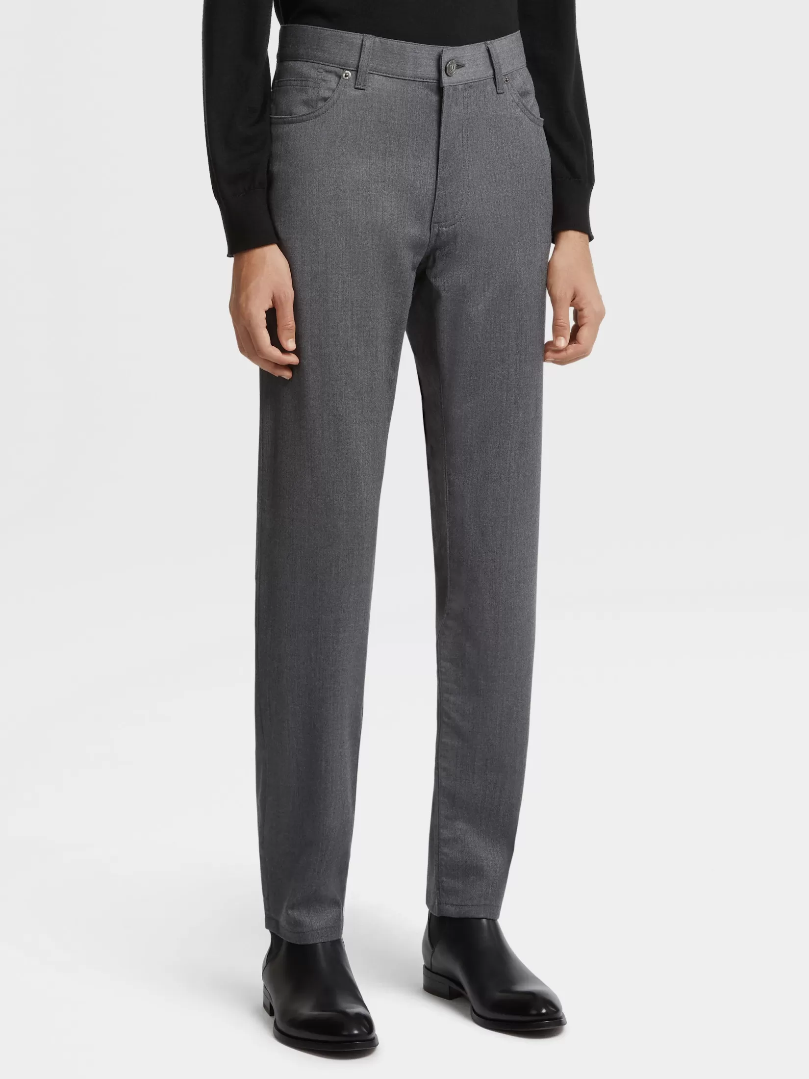 Best ZEGNA Pantalones Roccia de Lana Lavado a la Piedra Gris