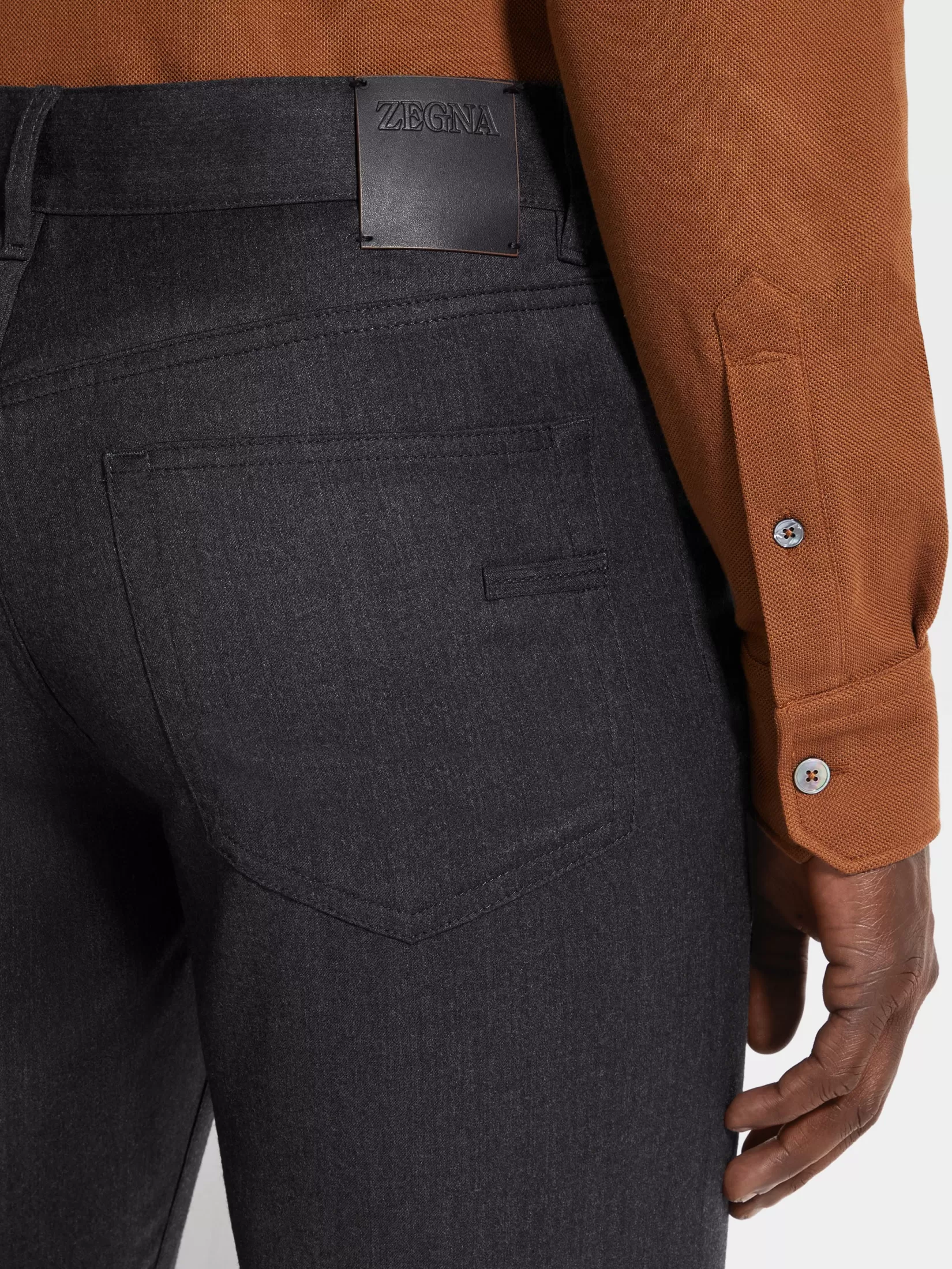 Shop ZEGNA Pantalones Roccia de Lana Lavado a la Piedra Gris Oscuro Grisoscuro