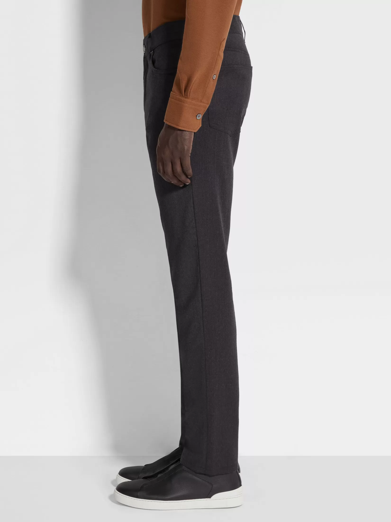 Shop ZEGNA Pantalones Roccia de Lana Lavado a la Piedra Gris Oscuro Grisoscuro