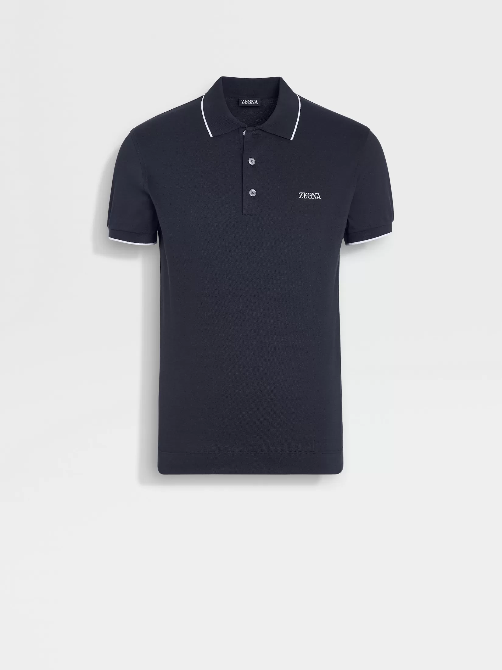 New ZEGNA Polo de Algodón Elástico Azul Marino Azulmarino