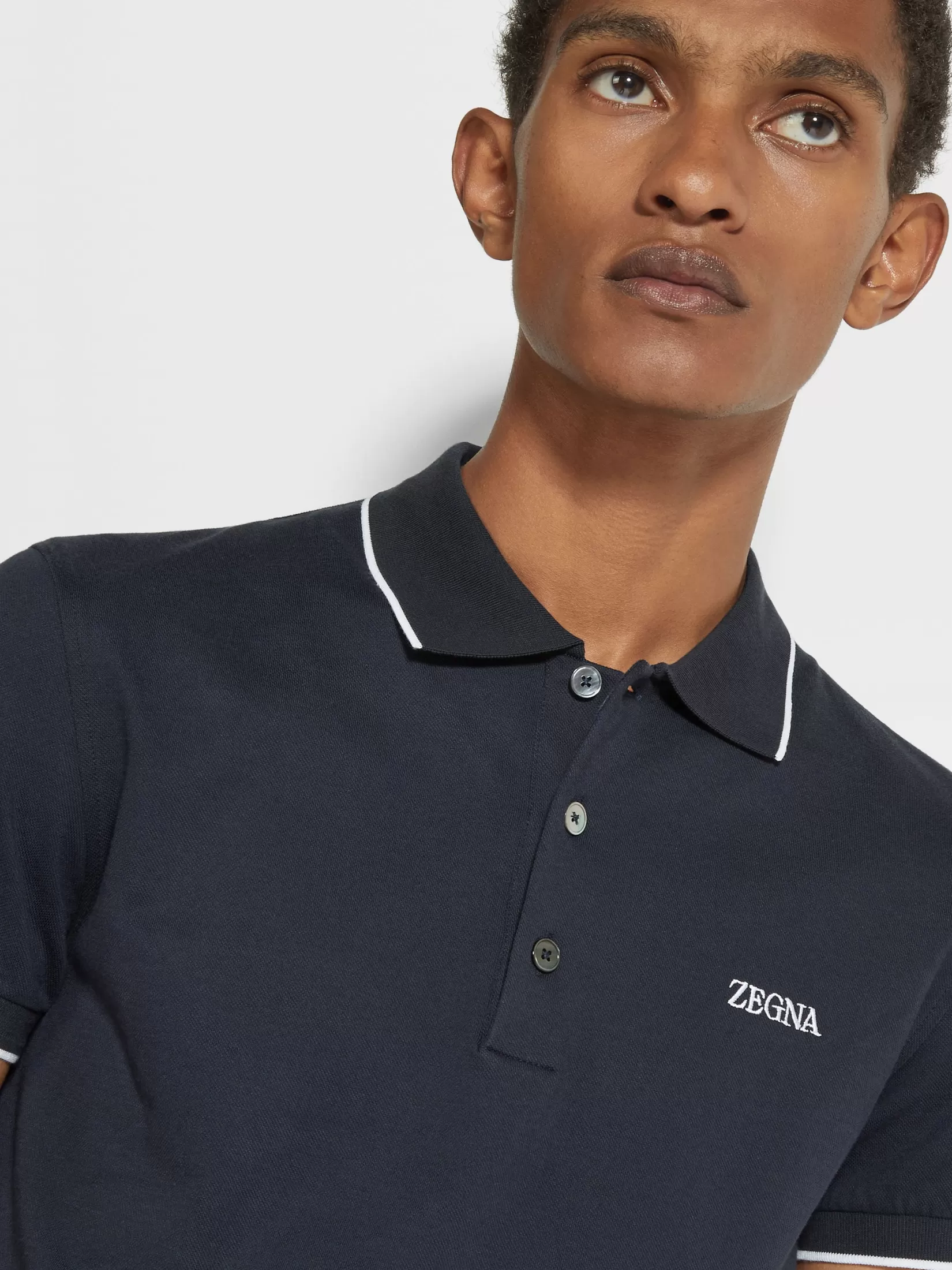 New ZEGNA Polo de Algodón Elástico Azul Marino Azulmarino