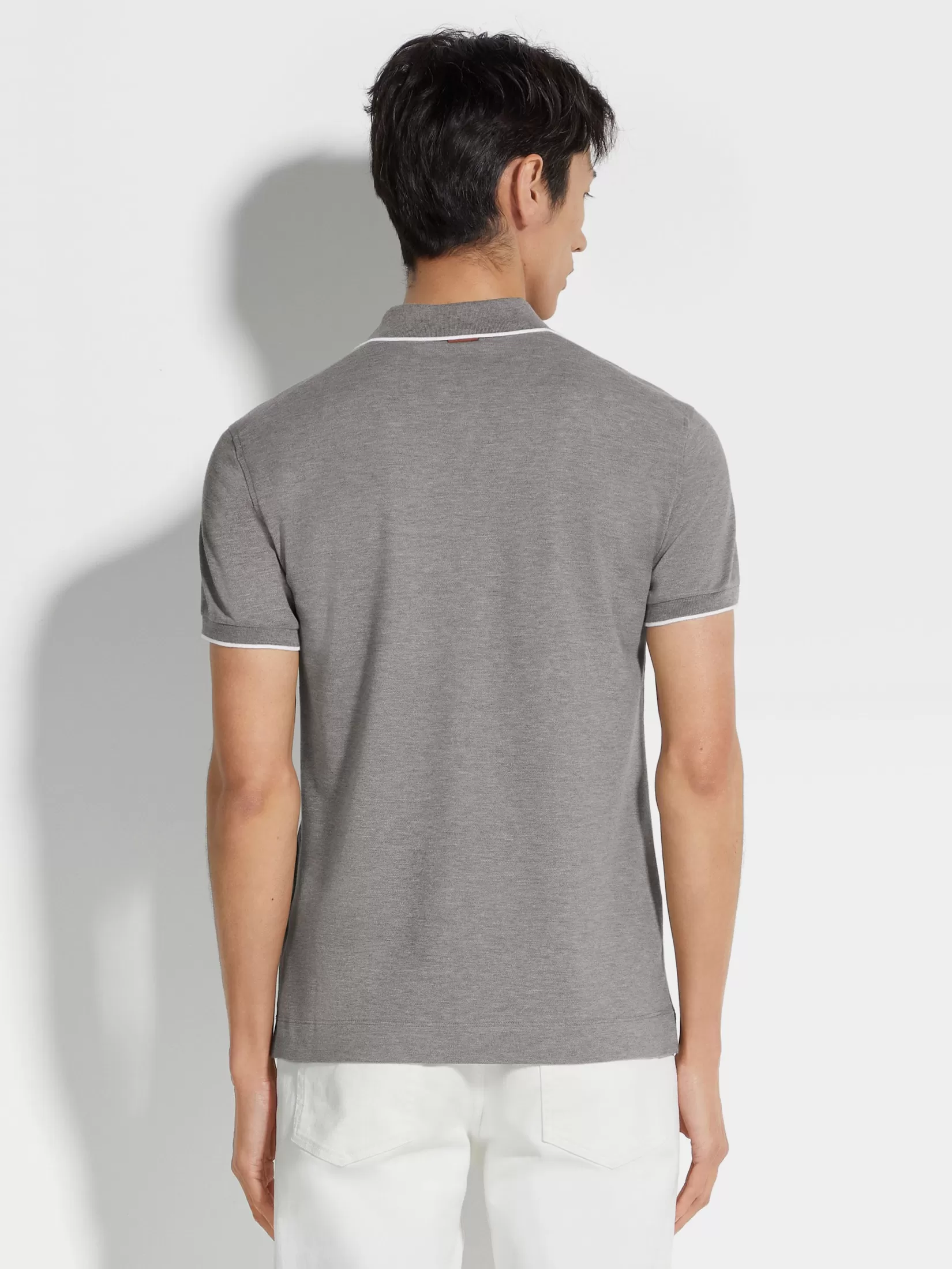 polo_de_algodn_elstico_gris_mixto_4.webp Best Sale ZEGNA Polo de Algodón Elástico Gris Mixto Grismixto