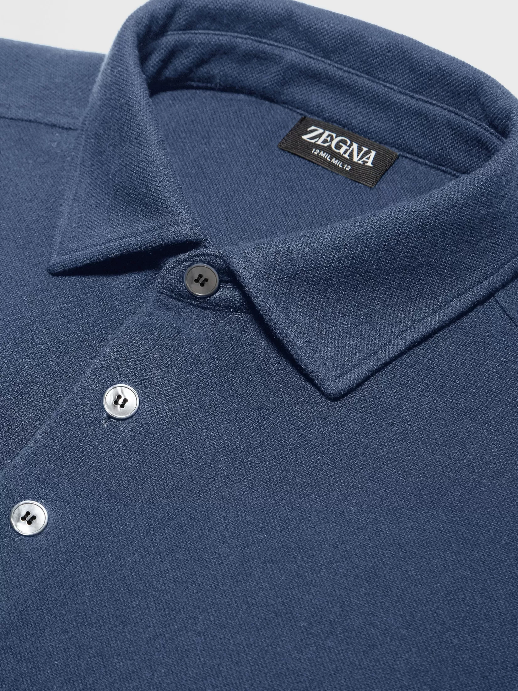 Hot ZEGNA Polo de Manga Corta de Lana 12milmil12 Azul Oscuro AzulOscuro