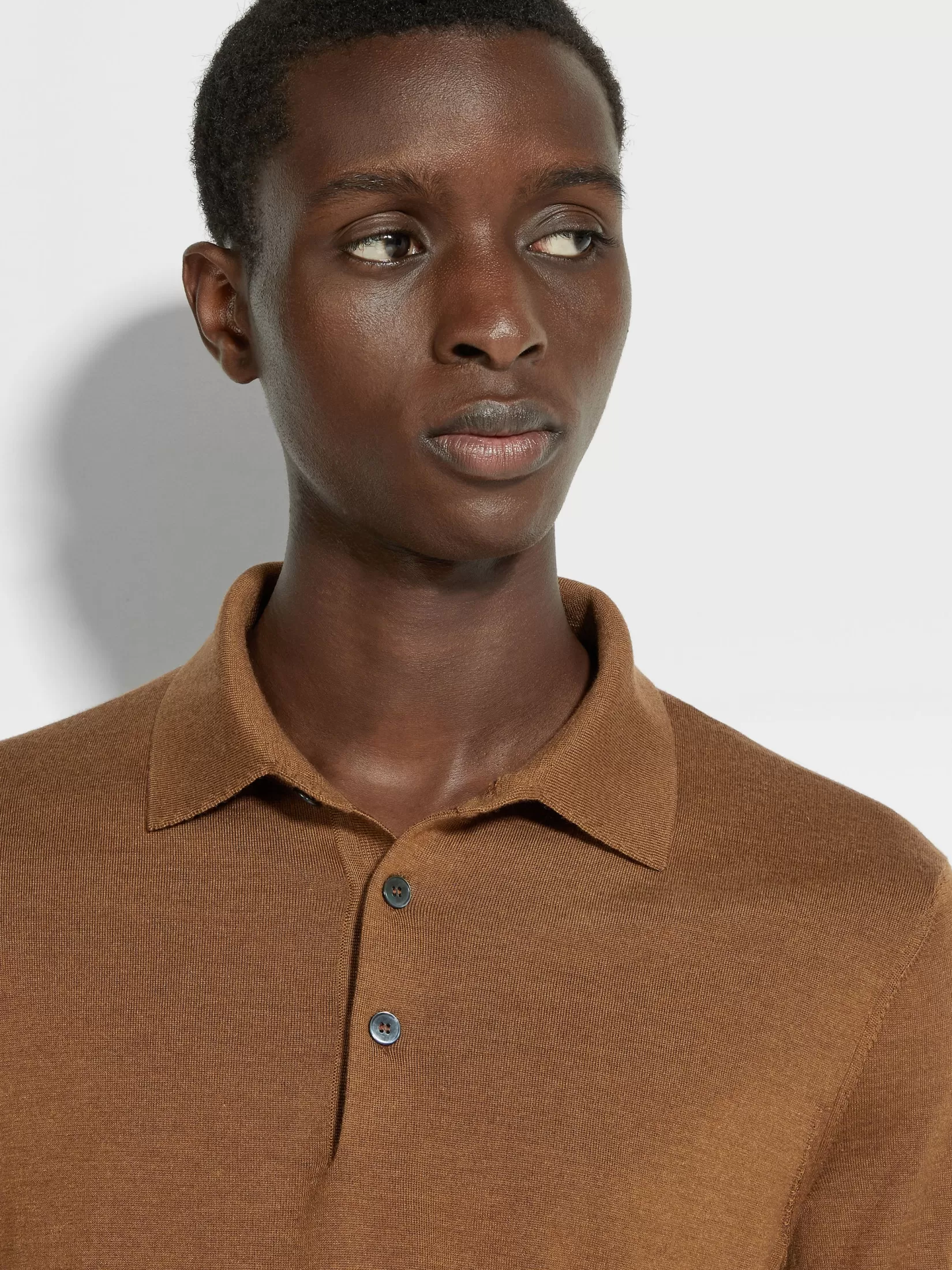 Hot ZEGNA Polo en Cashseta Color Foliage Oscuro Mixto Foliageoscuromixto