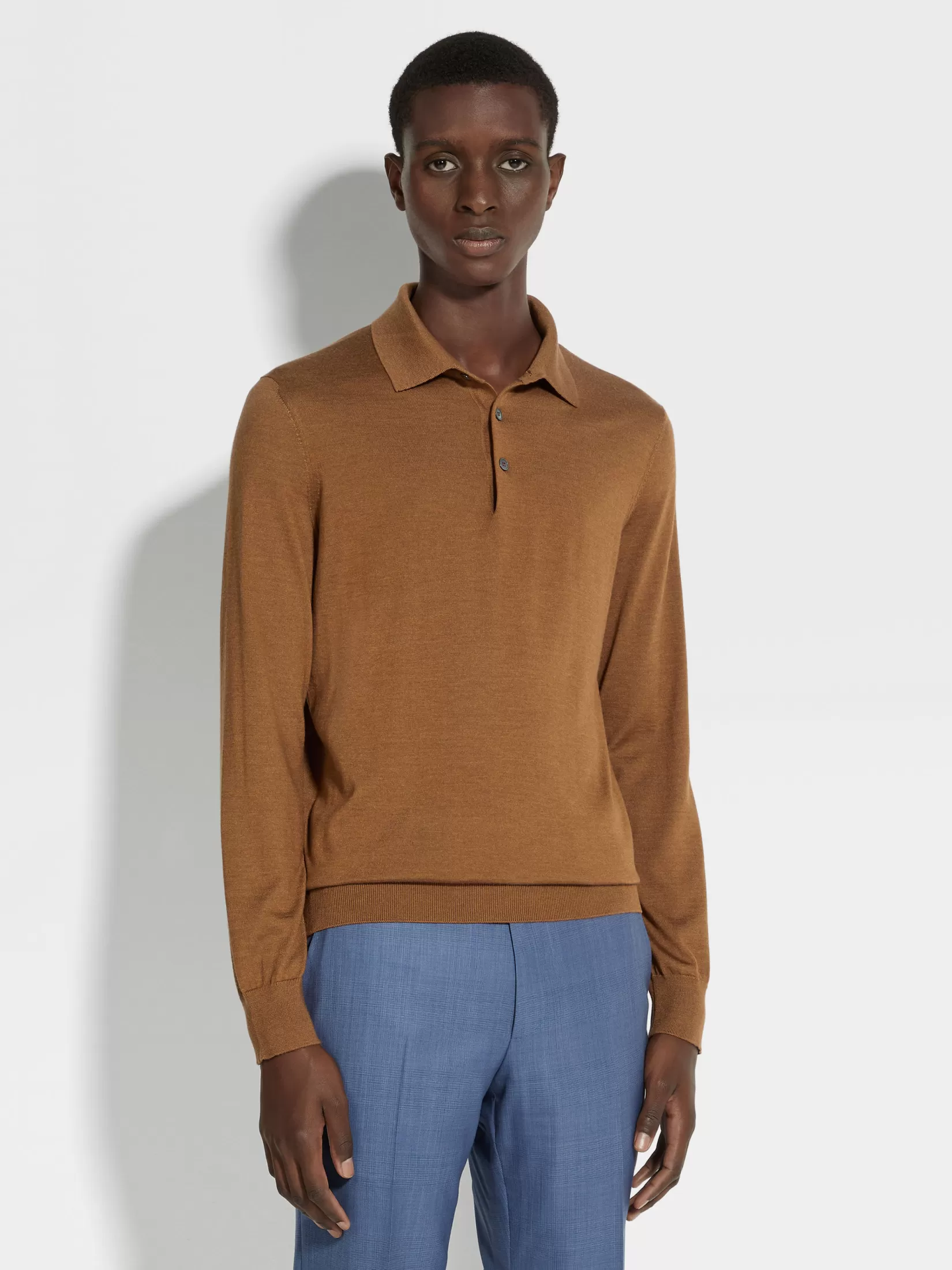 Hot ZEGNA Polo en Cashseta Color Foliage Oscuro Mixto Foliageoscuromixto