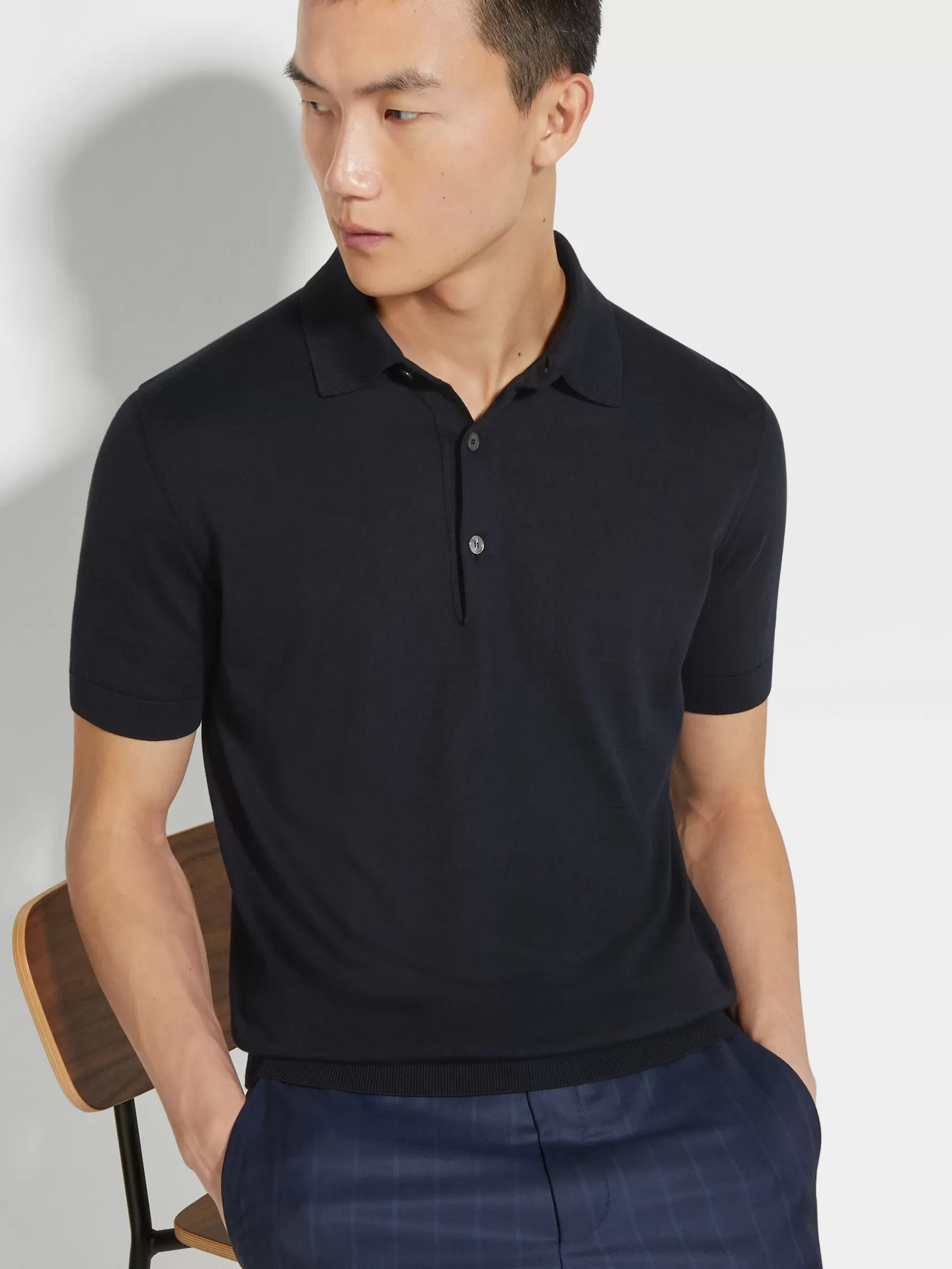 Online ZEGNA Polo en Premium Cotton Color Azul Marino Azulmarino