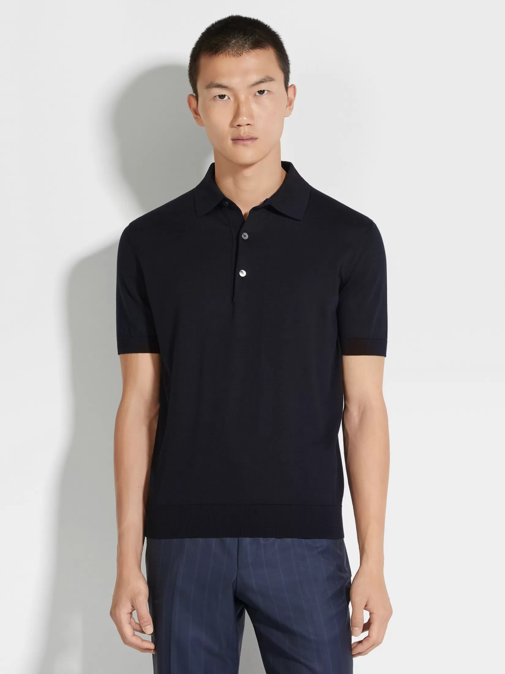 Online ZEGNA Polo en Premium Cotton Color Azul Marino Azulmarino