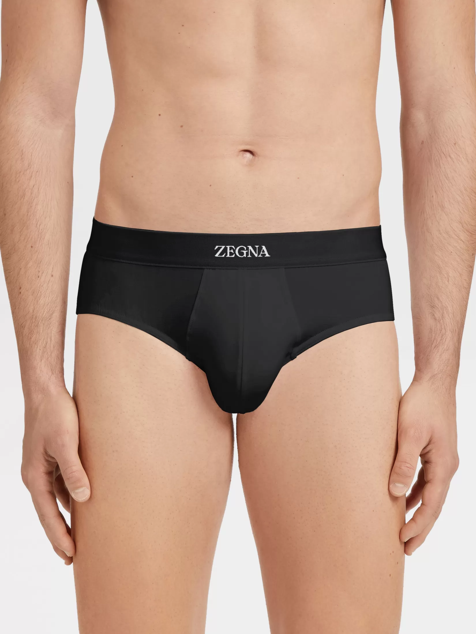 Best ZEGNA Slip Midi de Algodón Elástico Negro