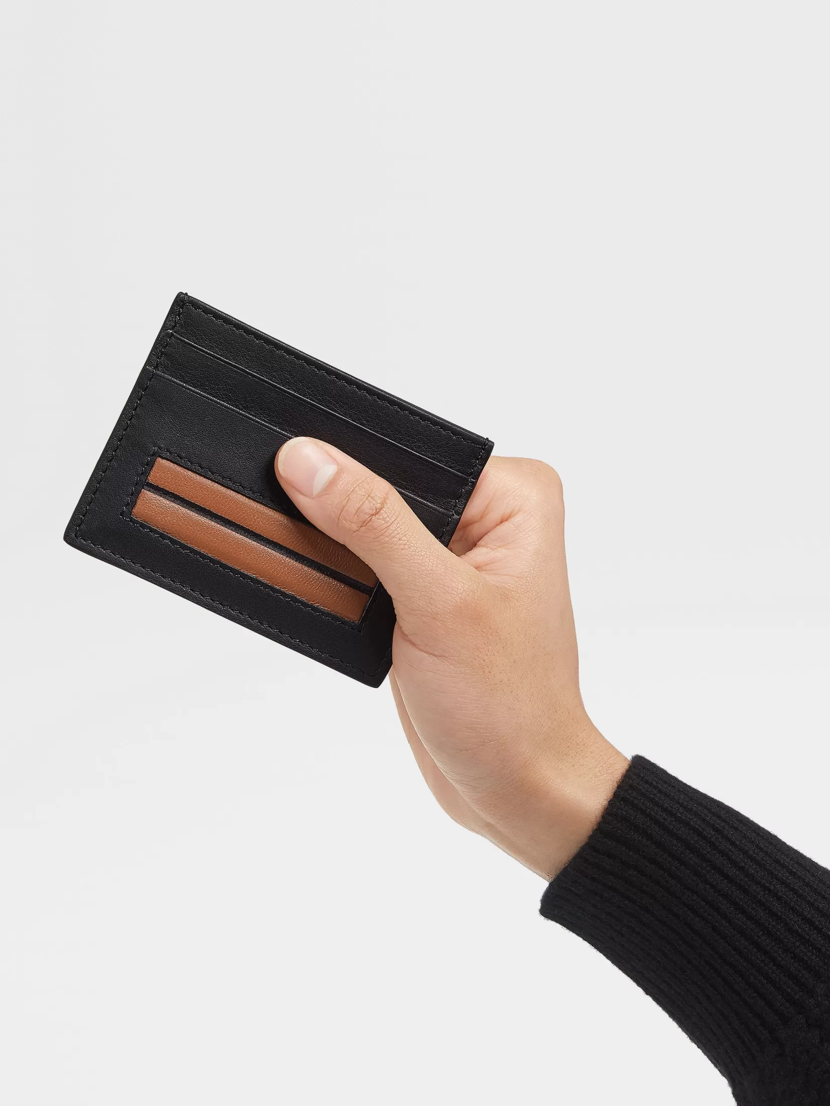 Best ZEGNA Tarjetero de Piel Color Negro