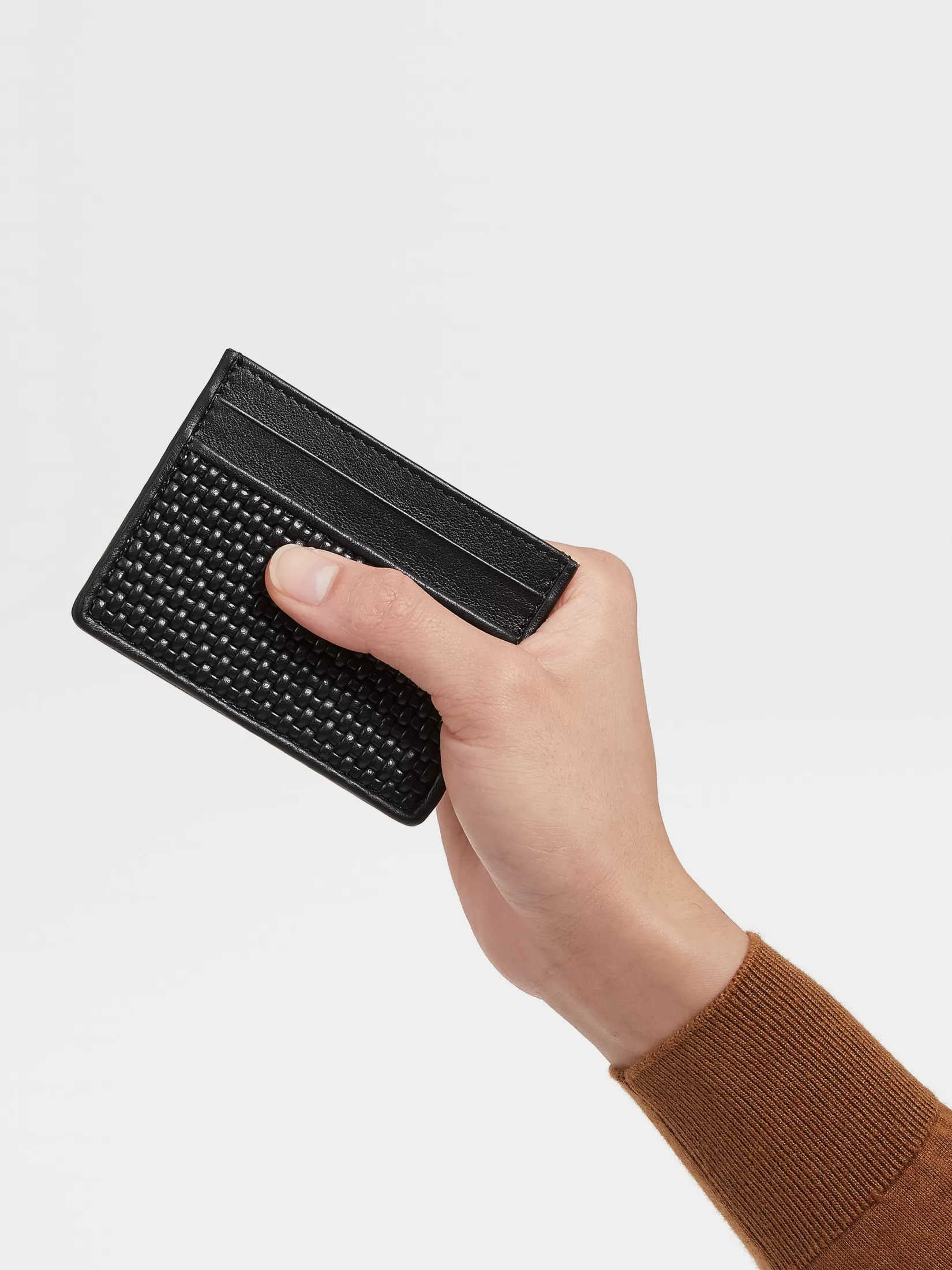 Outlet ZEGNA Tarjetero de Piel PELLETESSUTA™ Color Negro