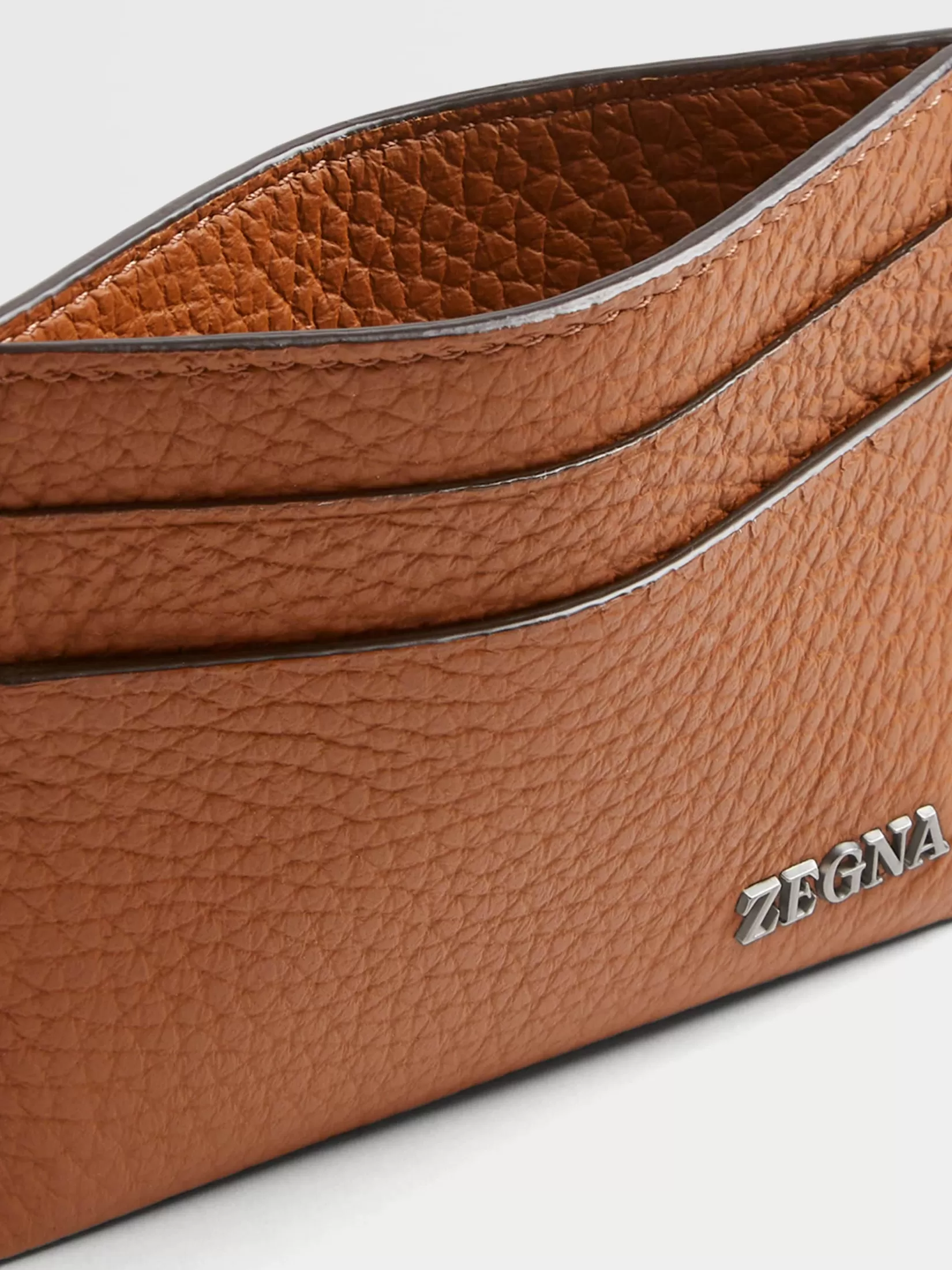 Best Sale ZEGNA Tarjetero en Piel de Ciervo Color Foliage