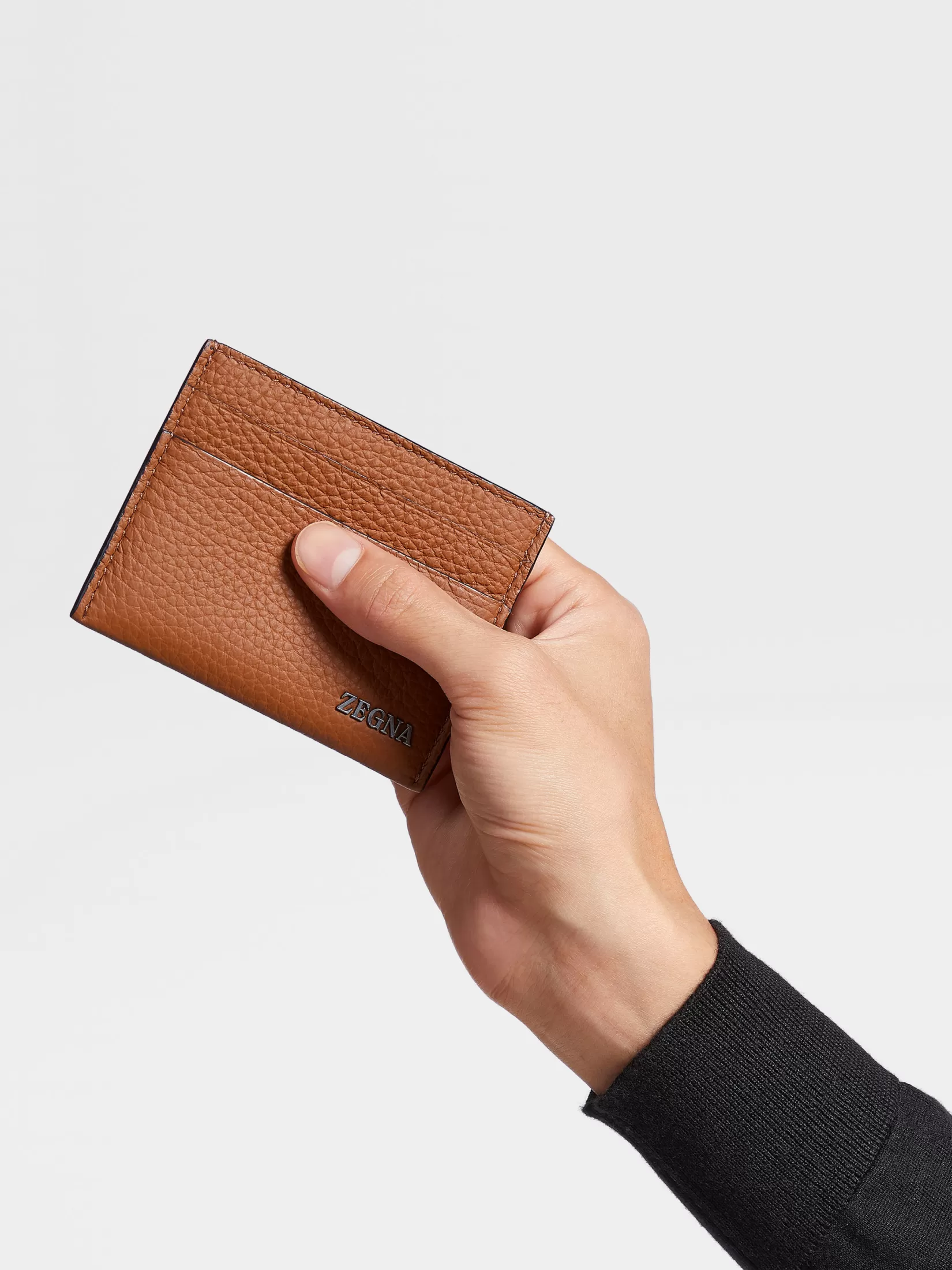 Best Sale ZEGNA Tarjetero en Piel de Ciervo Color Foliage