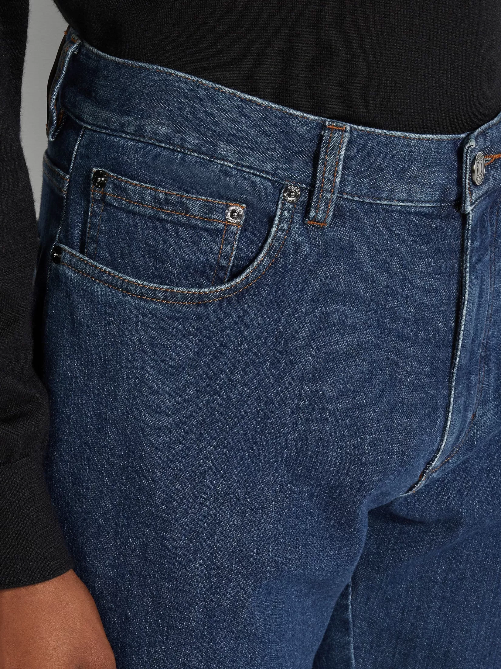 Shop ZEGNA Vaqueros Roccia de Algodón Elástico Color Lavado a la Piedra Azul