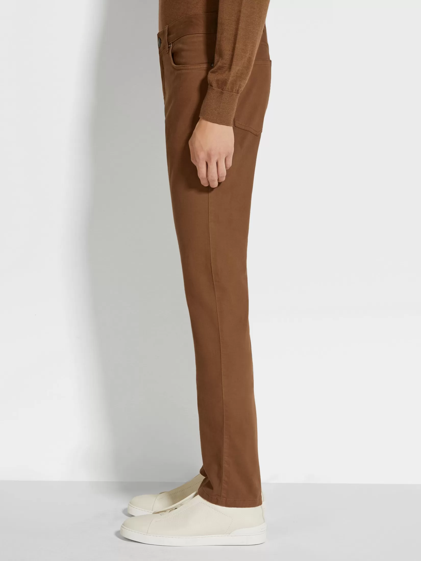 Flash Sale ZEGNA Vaqueros Roccia de Algodón Elástico Color Foliage Oscuro Foliageoscuro