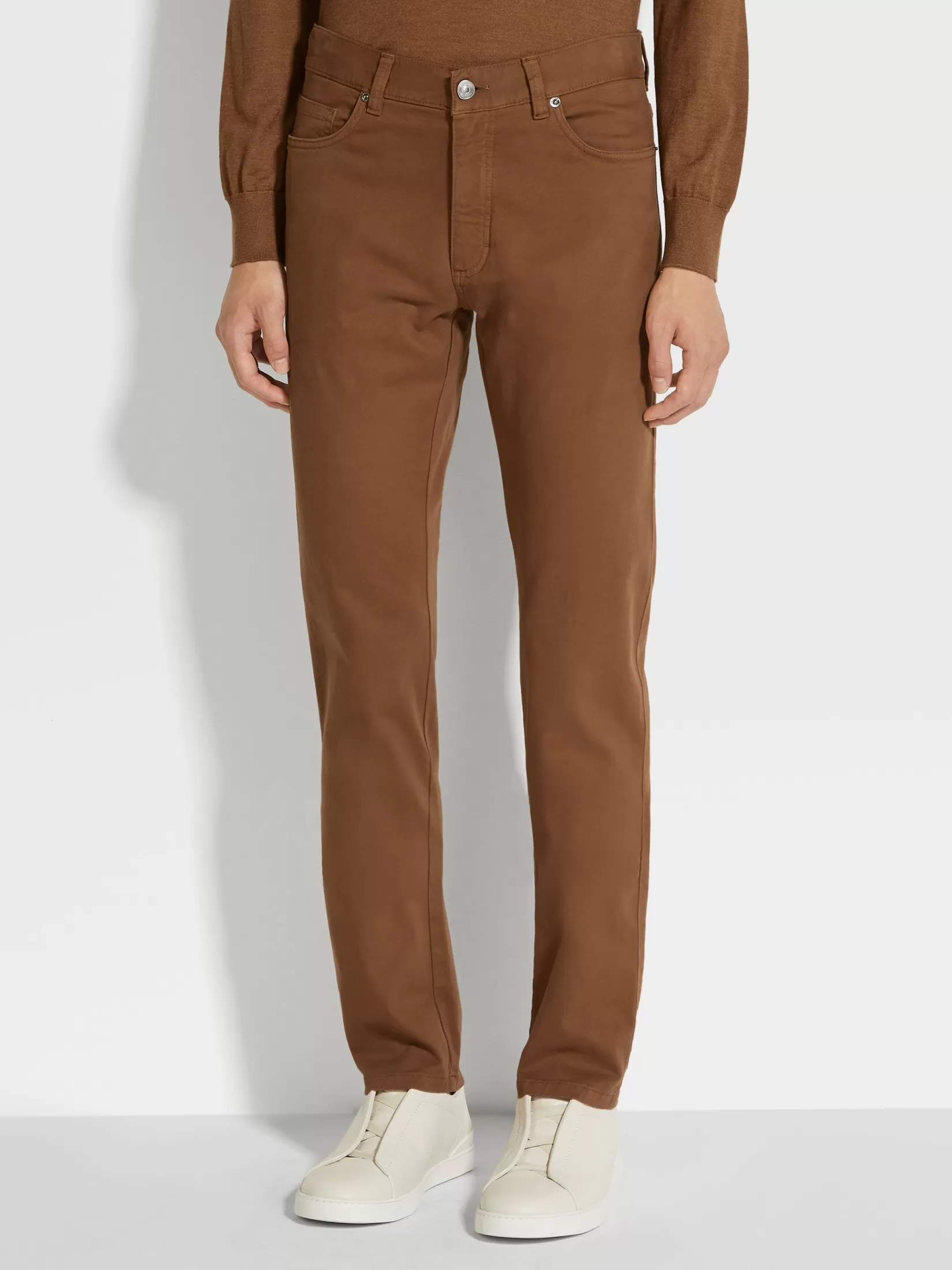 Flash Sale ZEGNA Vaqueros Roccia de Algodón Elástico Color Foliage Oscuro Foliageoscuro