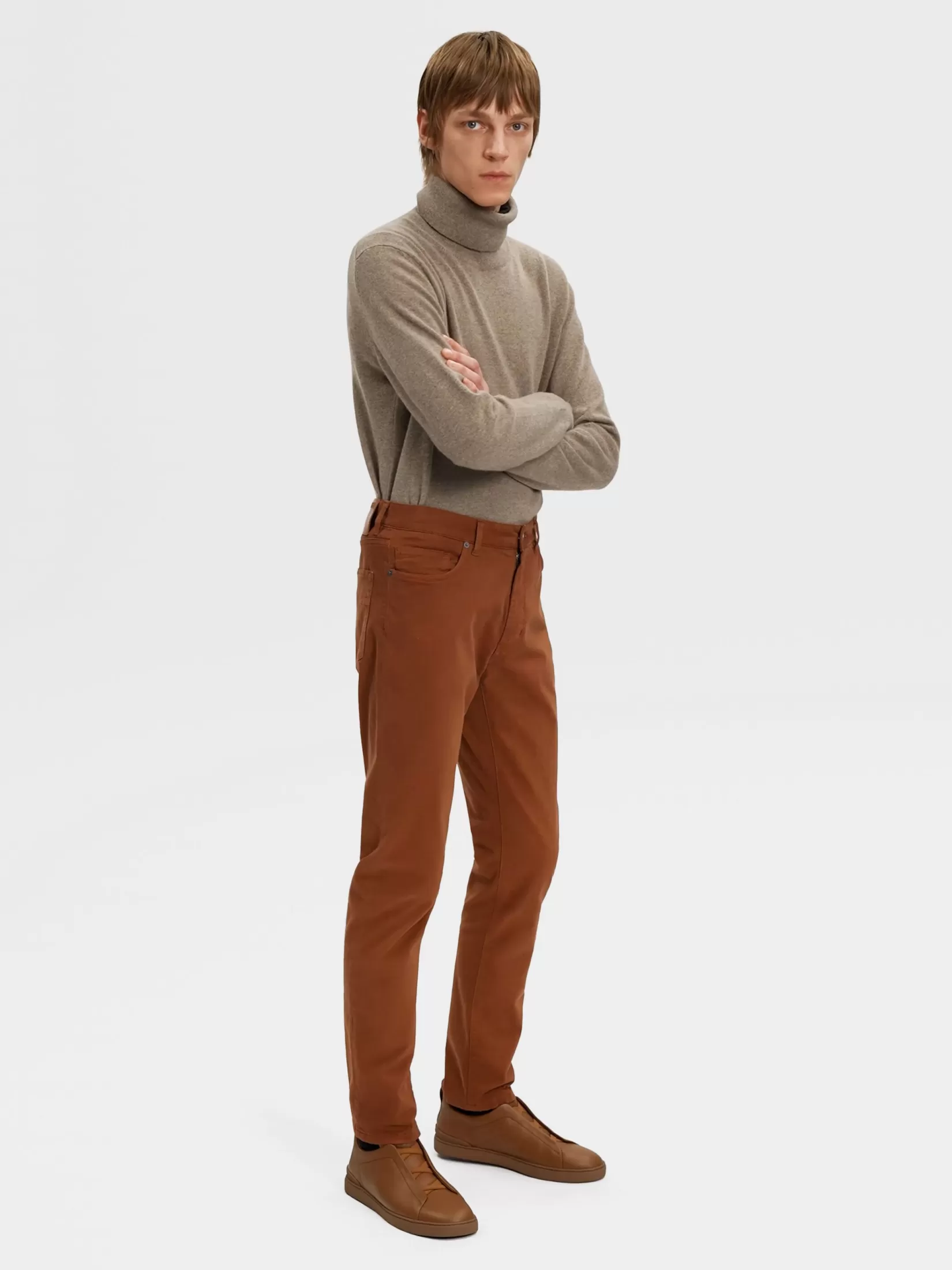 Flash Sale ZEGNA Vaqueros Roccia de Algodón Elástico Color Foliage Oscuro Foliageoscuro