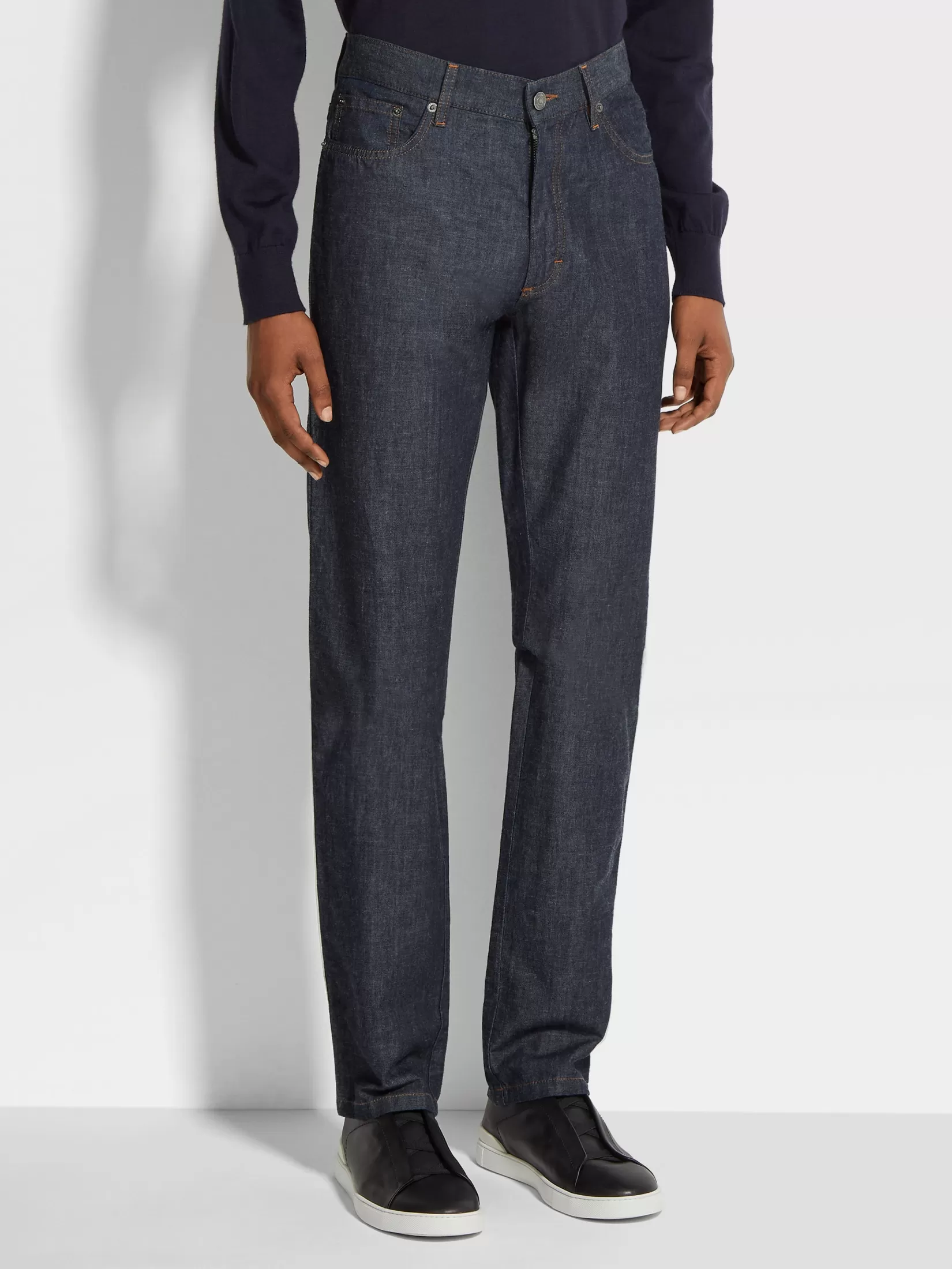 Flash Sale ZEGNA Vaqueros Roccia de Algodón y Lino Color Azul Oscuro Lavado Azuloscuro