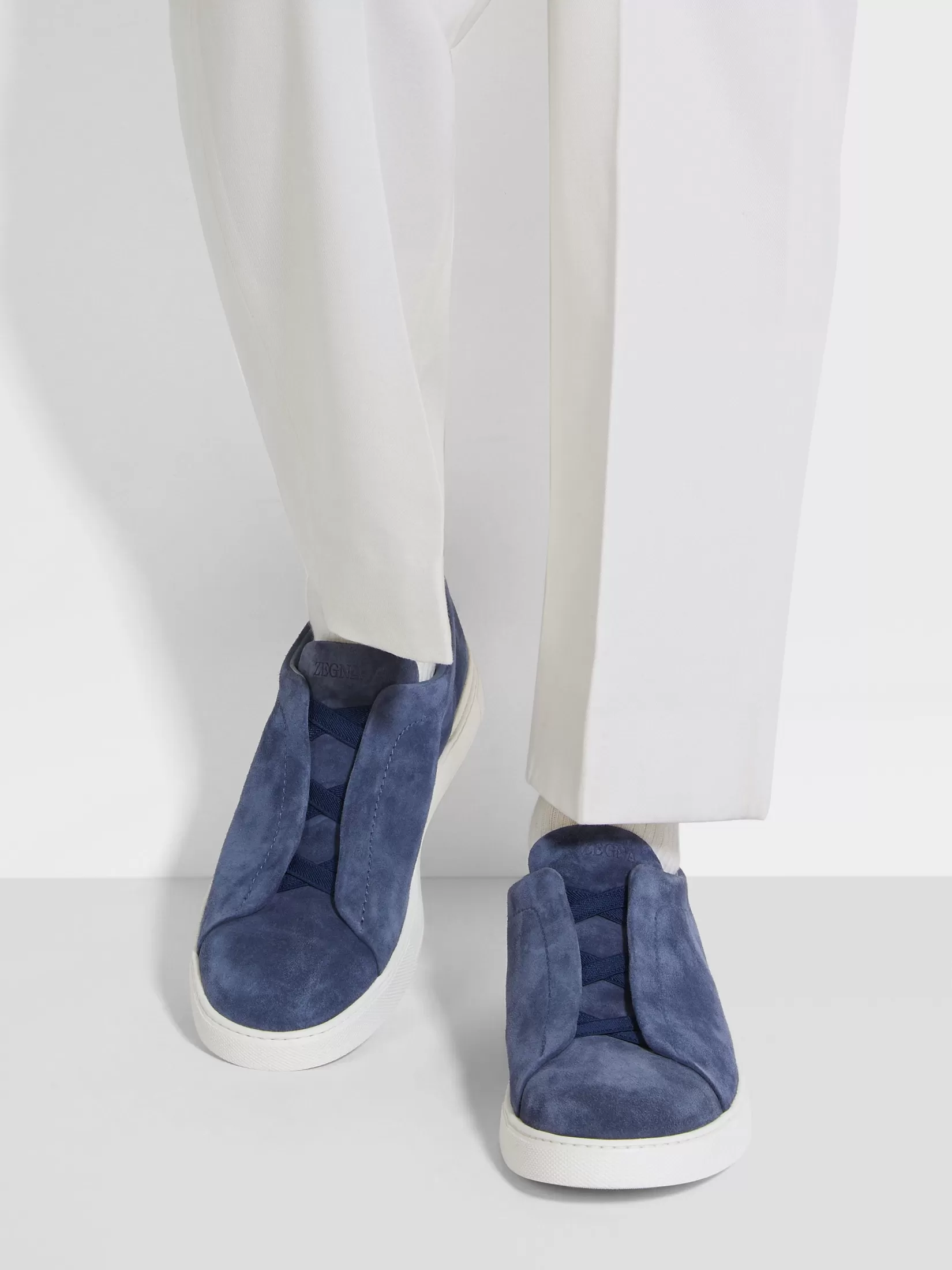 Best ZEGNA Zapatillas Triple Stitch™ en Ante Color Azul Oscuro Azulutilitario