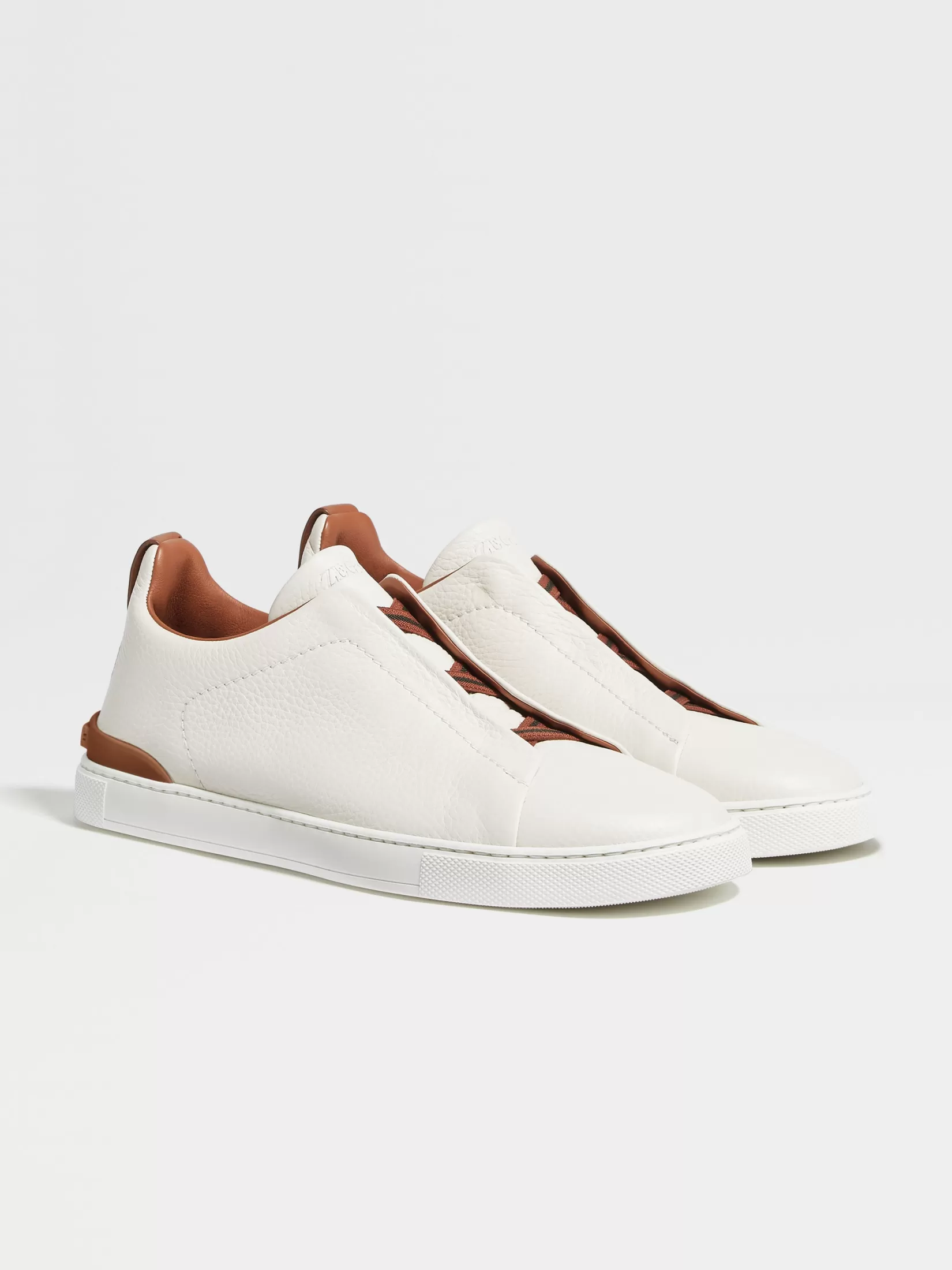 Shop ZEGNA Zapatillas Triple Stitch™ en Piel de Ciervo Blanco Marfil Blancomarfil