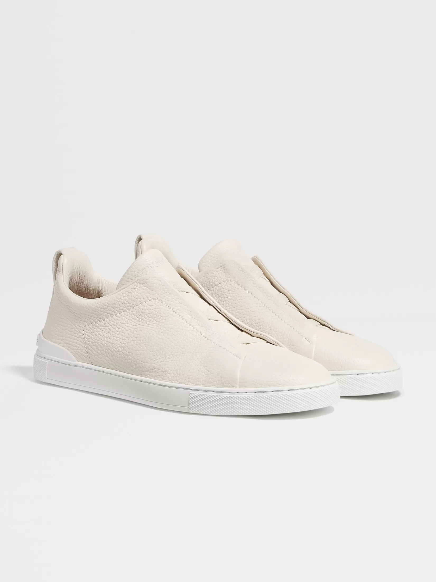 Outlet ZEGNA Zapatillas Triple Stitch™ en Piel de Ciervo Blanco Marfil Blancomarfil