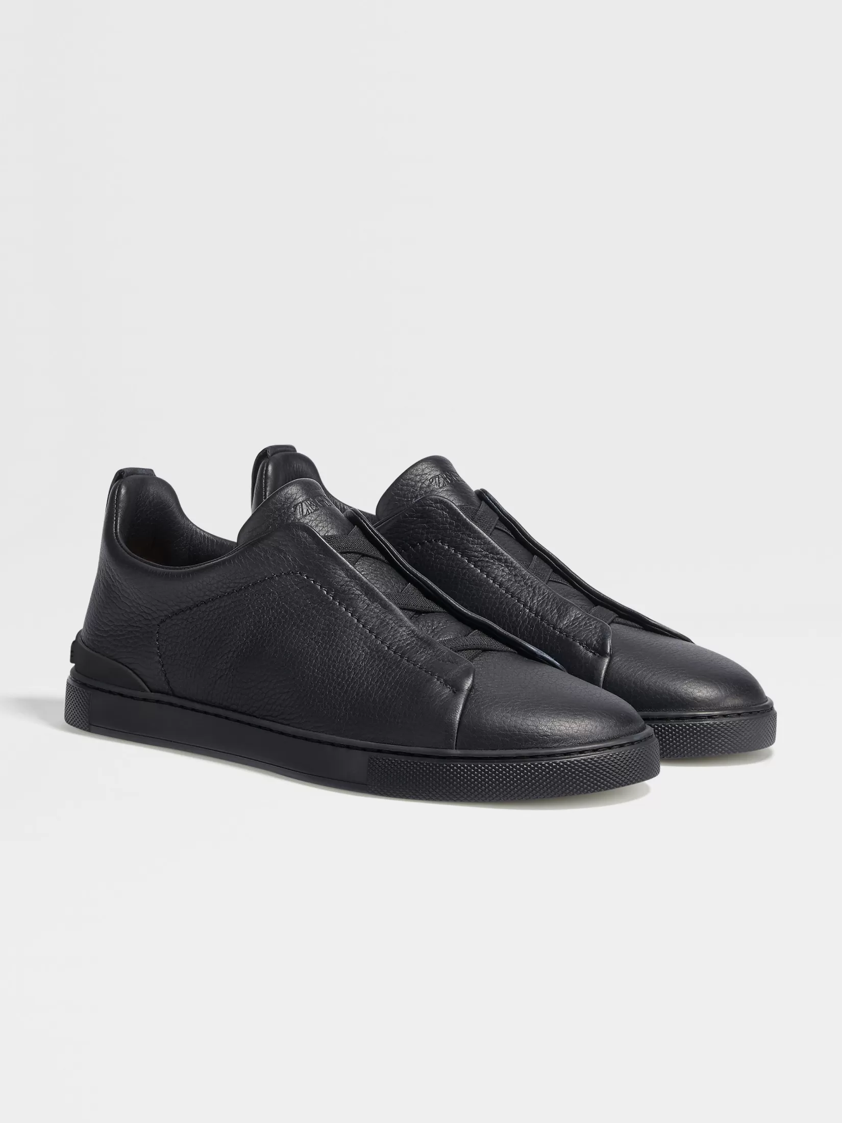 Sale ZEGNA Zapatillas Triple Stitch™ en Piel de Ciervo Negro