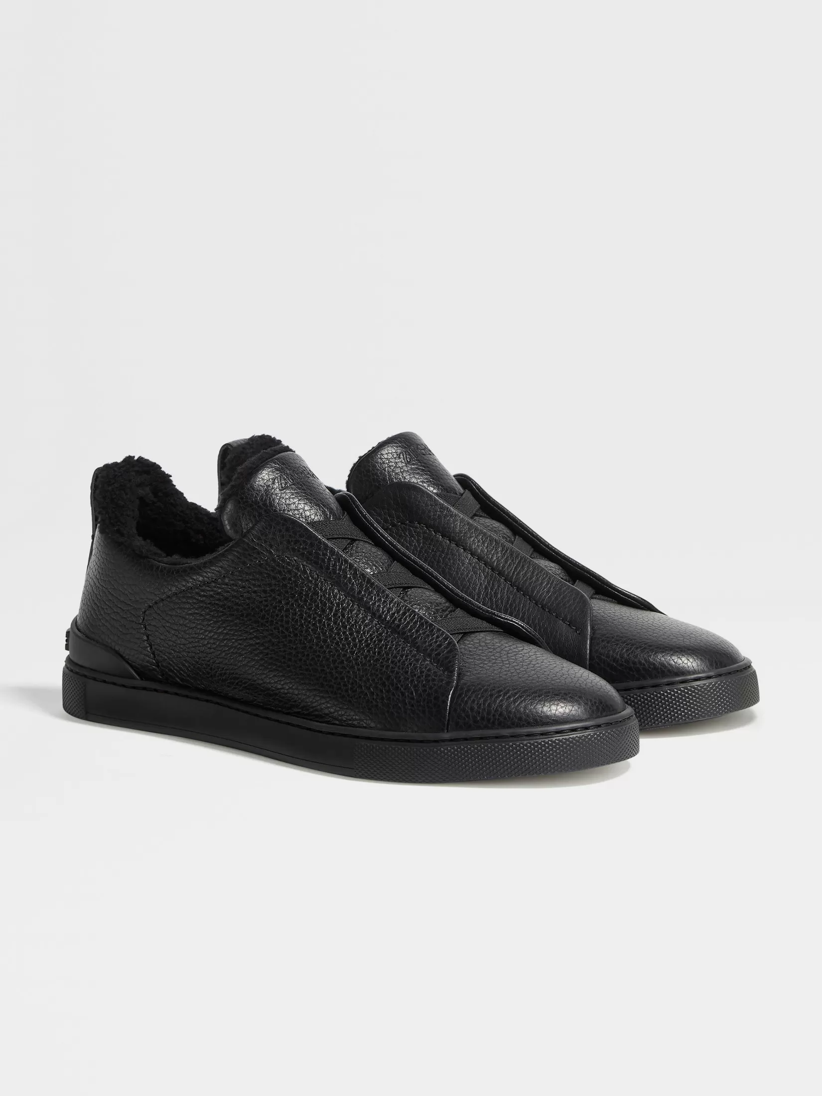 Fashion ZEGNA Zapatillas Triple Stitch™ en Piel de Ciervo Negro