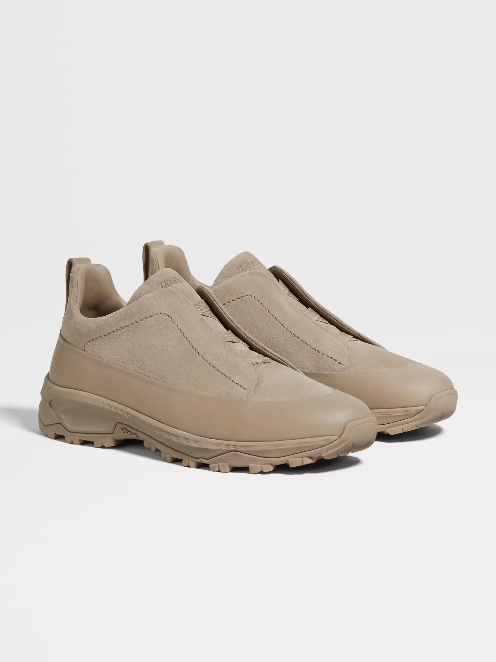 Cheap ZEGNA Zapatillas Triple Stitch™ Monte en Ante y Piel Gris Pardo Claro Grispardoclaro