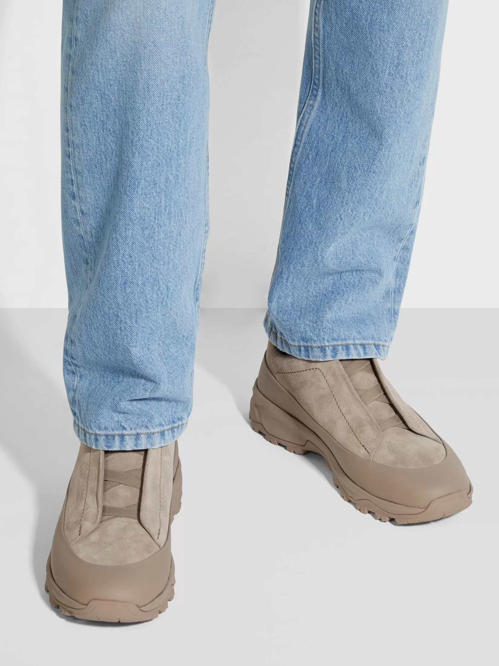 Cheap ZEGNA Zapatillas Triple Stitch™ Monte en Ante y Piel Gris Pardo Claro Grispardoclaro