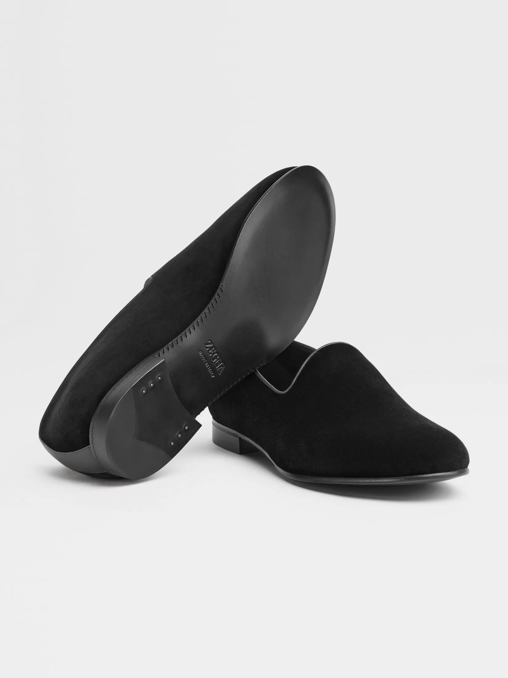 Cheap ZEGNA Zapatos Slip-On Gala en Terciopelo Color Negro